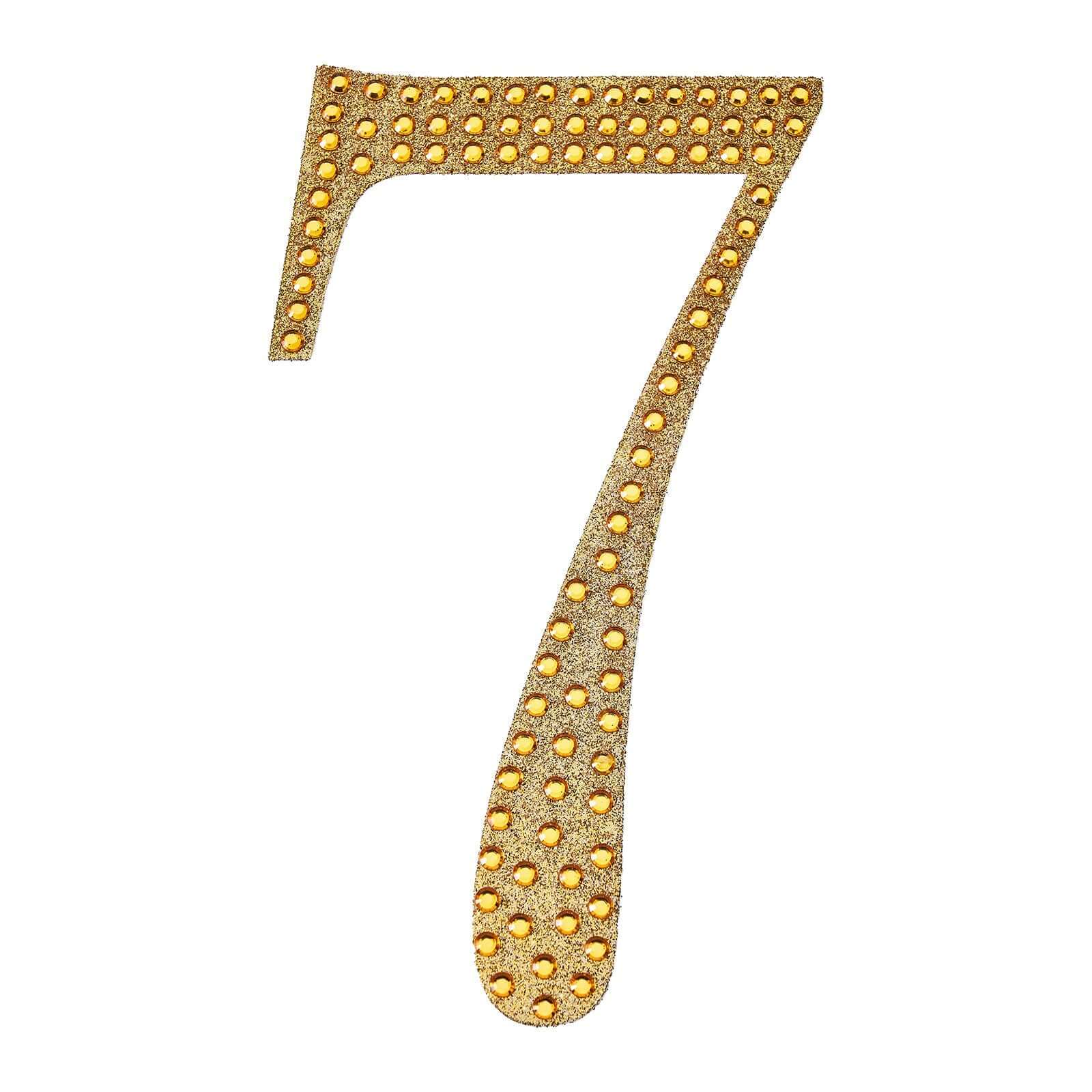 Decorative Rhinestone Number "7" Stickers 8", Gold Glitter Adhesive Craft Numbers - DIY Sparkle Embellishments - Image 6