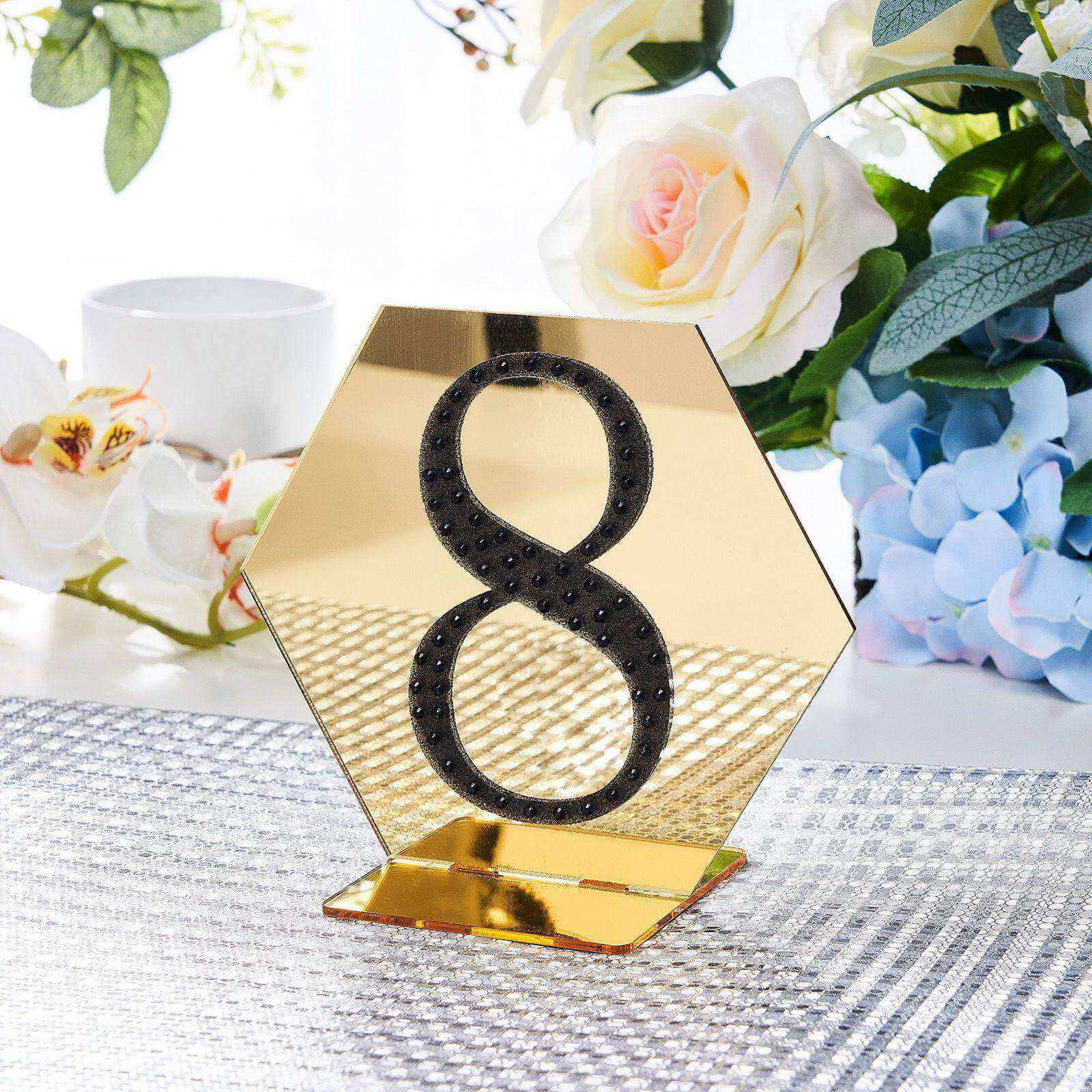 Decorative Rhinestone Number "8" Stickers 4", Black Glitter Adhesive Craft Numbers - DIY Sparkle Embellishments