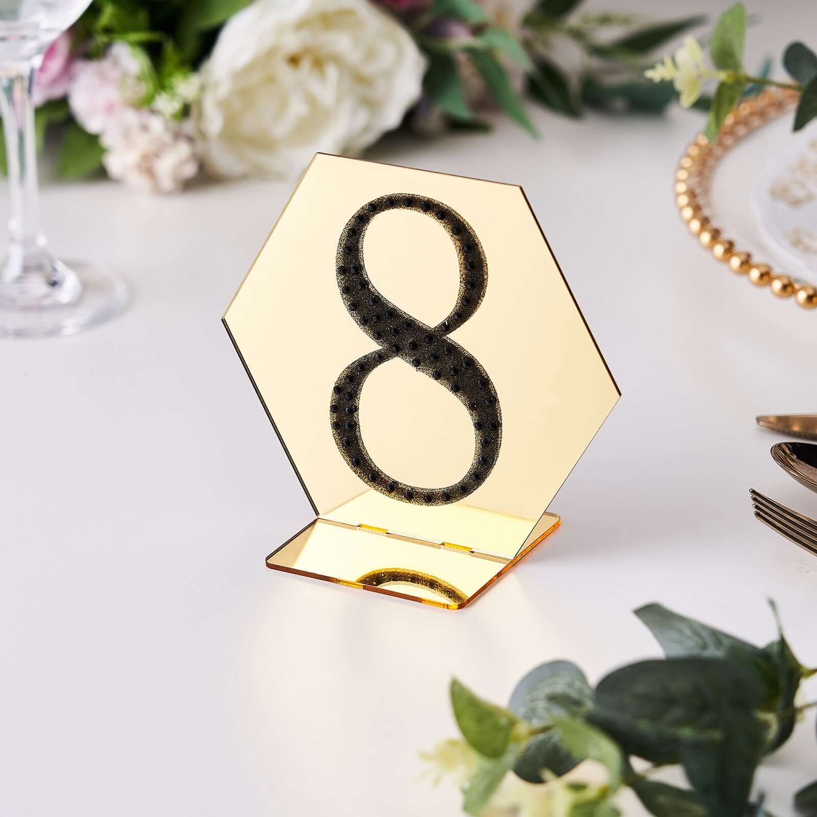 Decorative Rhinestone Number "8" Stickers 4", Black Glitter Adhesive Craft Numbers - DIY Sparkle Embellishments - Image 2