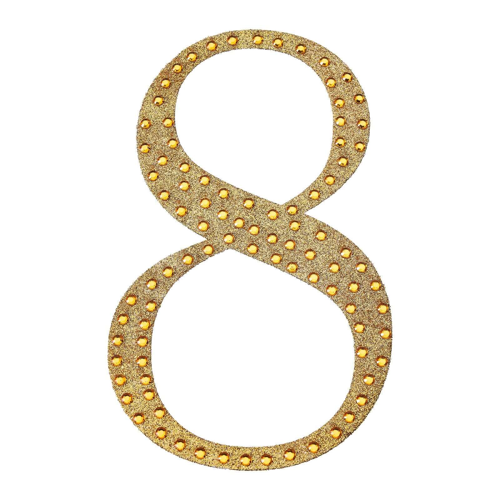 Decorative Rhinestone Number "8" Stickers 4", Gold Glitter Adhesive Craft Numbers - DIY Sparkle Embellishments - Image 5