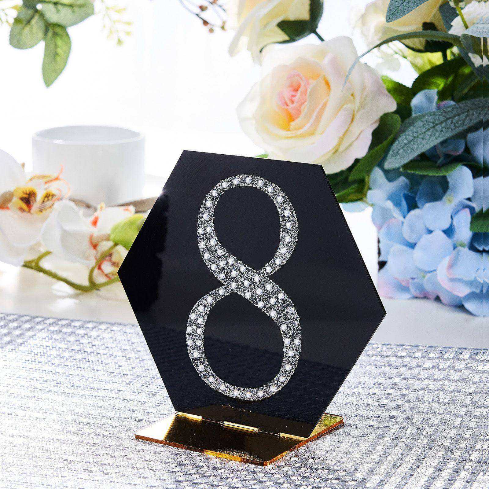 Decorative Rhinestone Number "8" Stickers 4", Silver Glitter Adhesive Craft Numbers - DIY Sparkle Embellishments - Image 2
