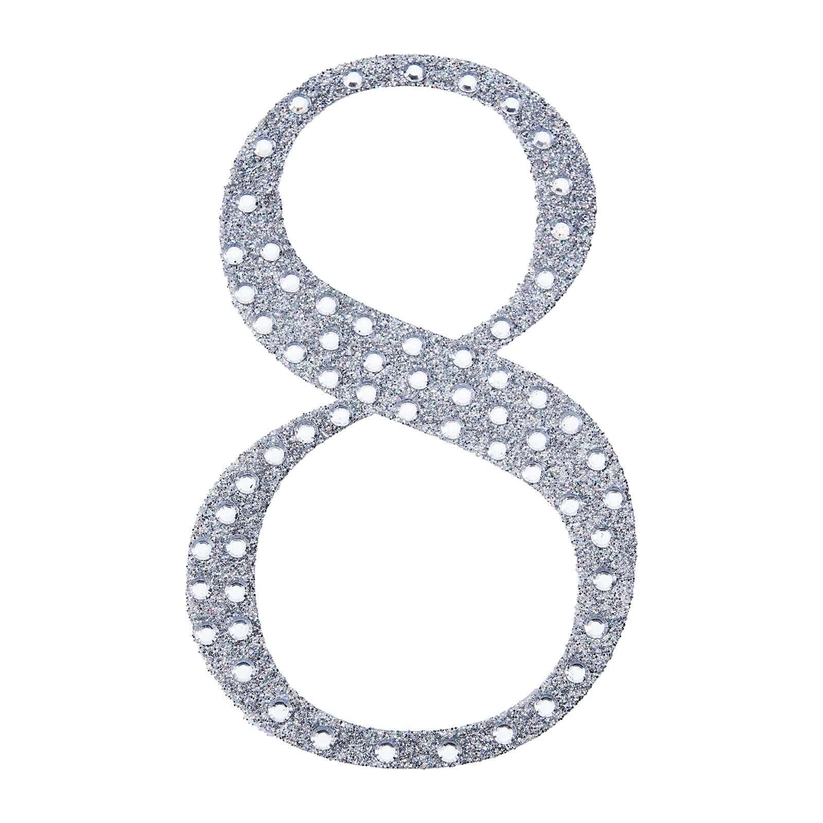Decorative Rhinestone Number "8" Stickers 4", Silver Glitter Adhesive Craft Numbers - DIY Sparkle Embellishments - Image 6