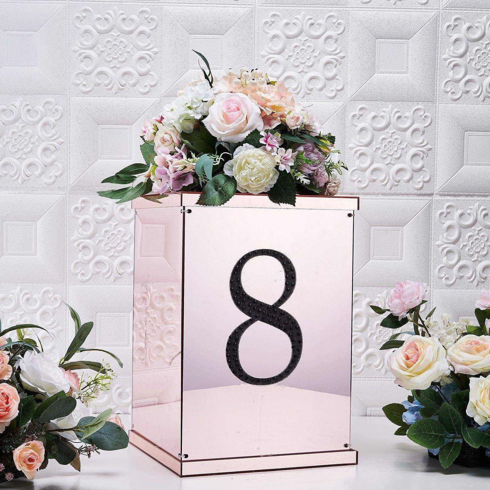 Decorative Rhinestone Number "8" Stickers 8", Black Glitter Adhesive Craft Numbers - DIY Sparkle Embellishments - Image 2