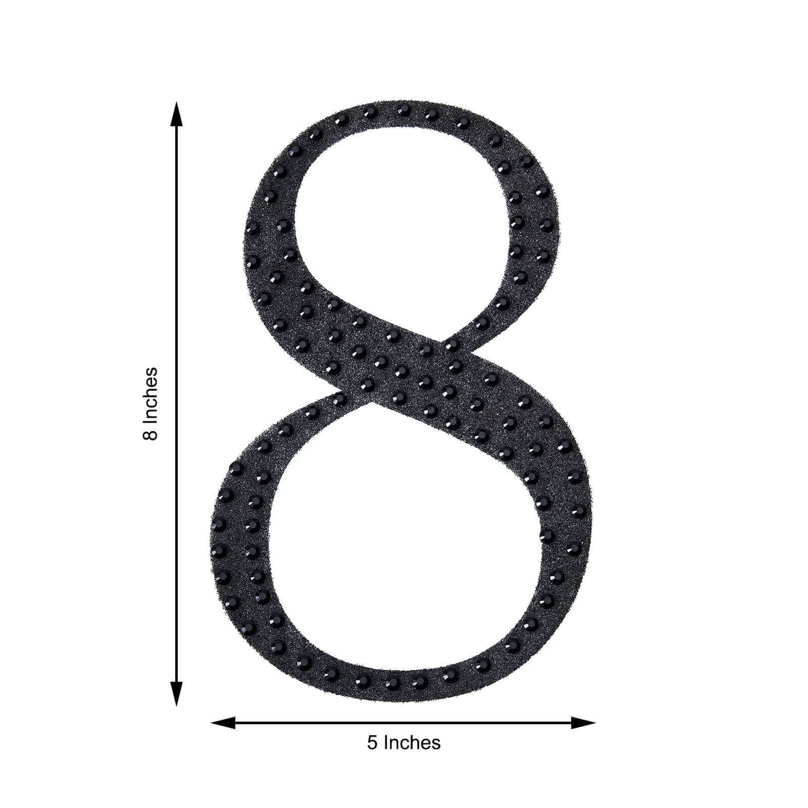 Decorative Rhinestone Number "8" Stickers 8", Black Glitter Adhesive Craft Numbers - DIY Sparkle Embellishments - Image 3