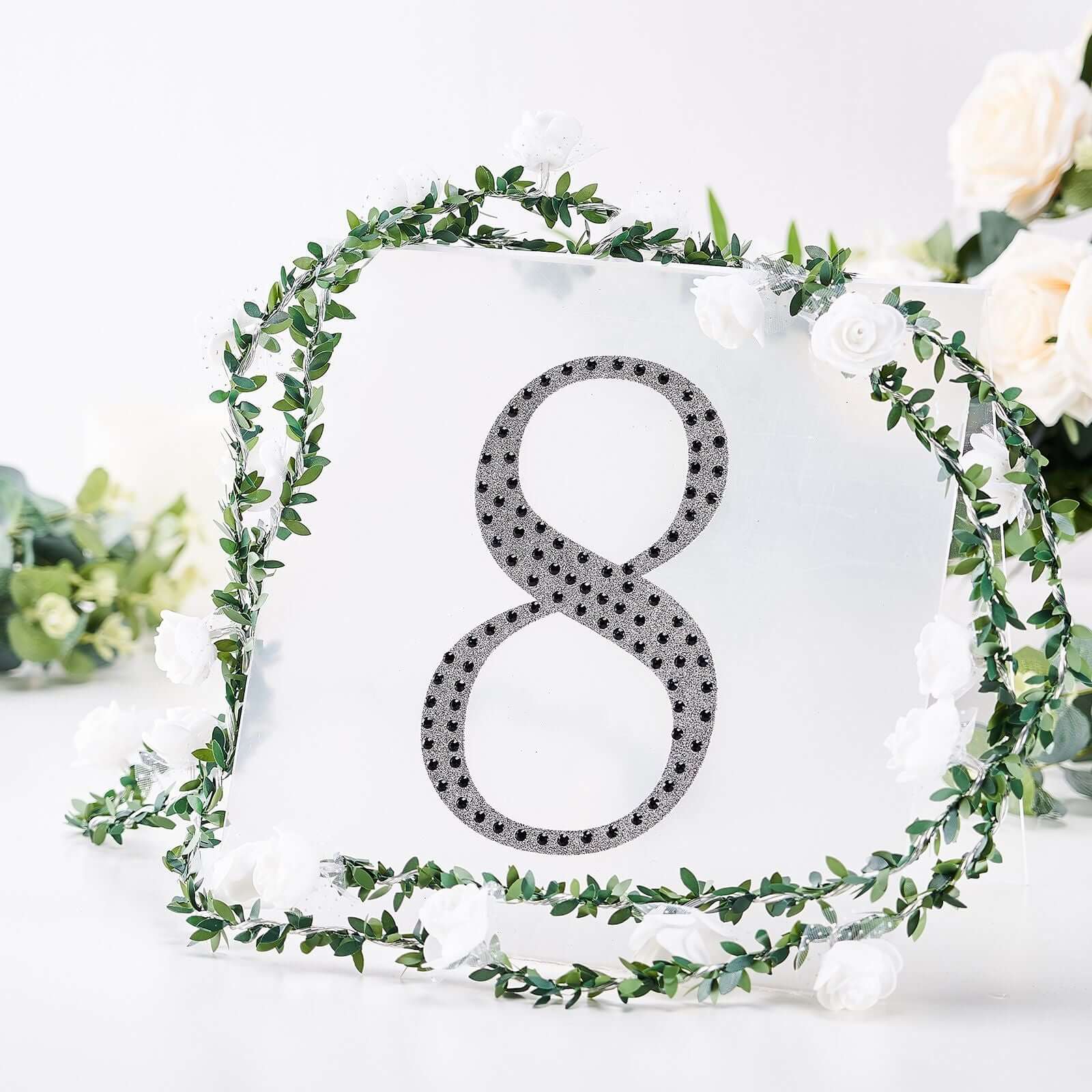 Decorative Rhinestone Number "8" Stickers 8", Black Glitter Adhesive Craft Numbers - DIY Sparkle Embellishments - Image 6