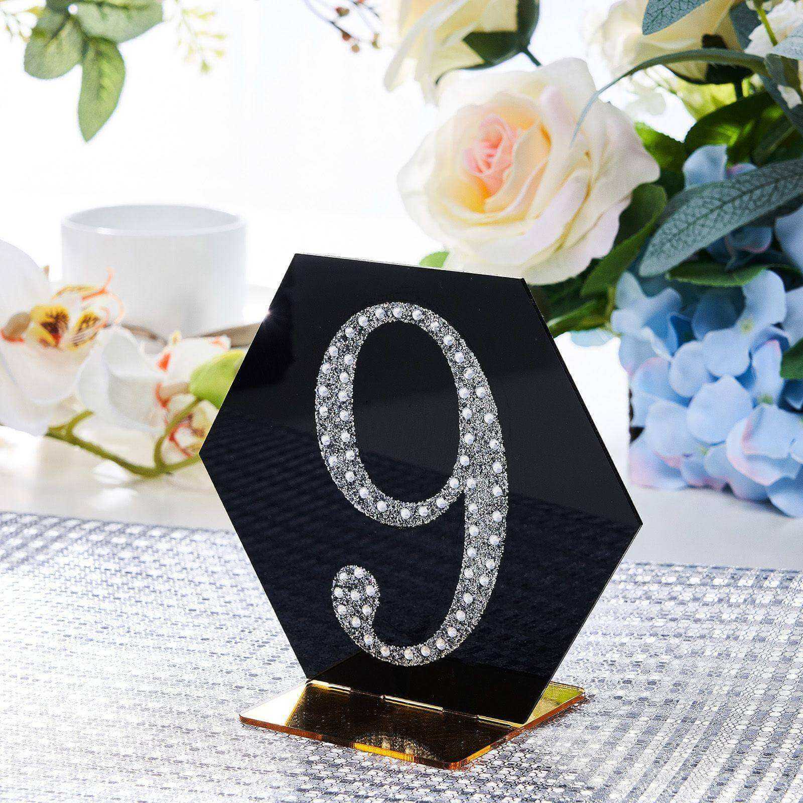 Decorative Rhinestone Number "9" Stickers 4", Silver Glitter Adhesive Craft Numbers - DIY Sparkle Embellishments - Image 2