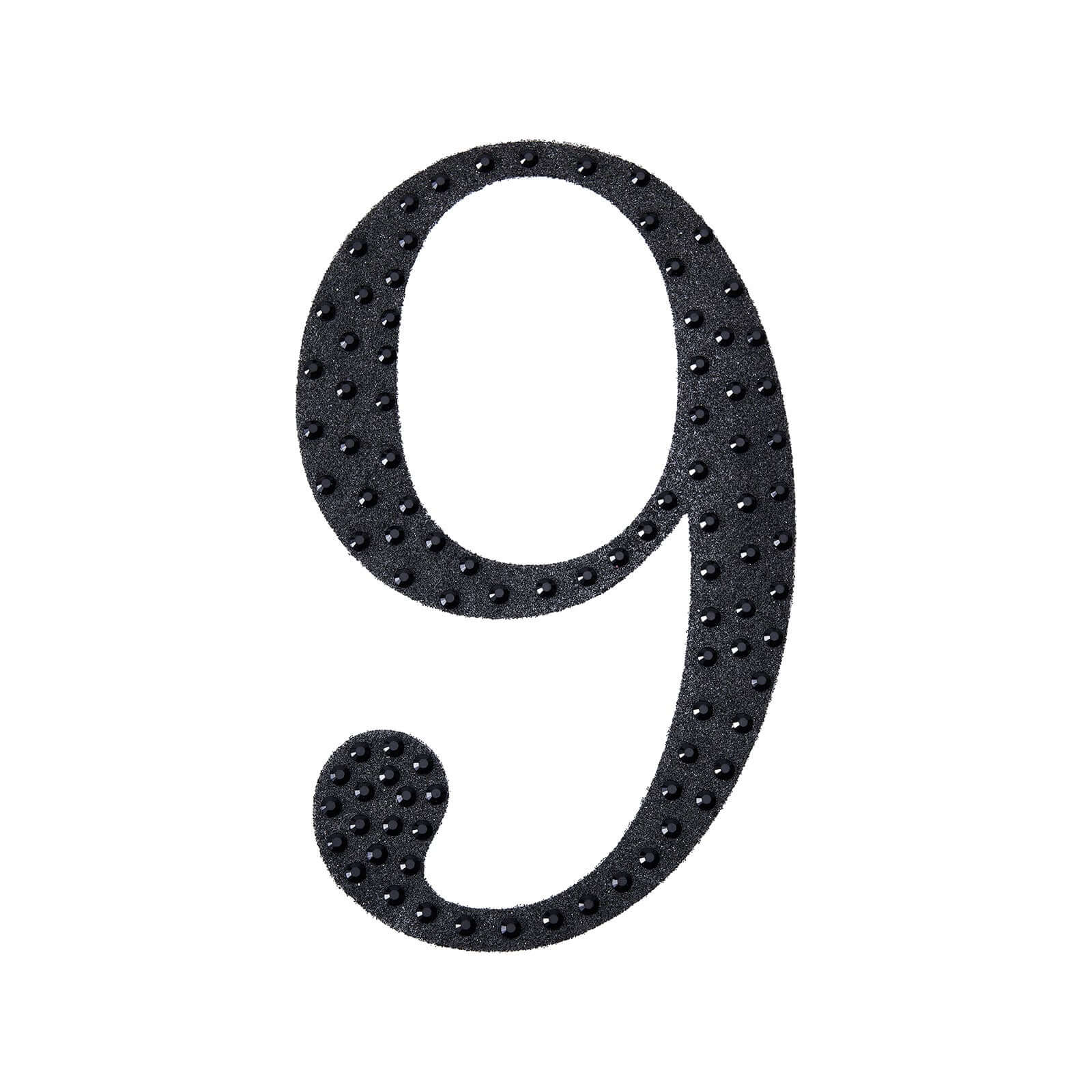 Decorative Rhinestone Number "9" Stickers 8", Black Glitter Adhesive Craft Numbers - DIY Sparkle Embellishments - Image 6
