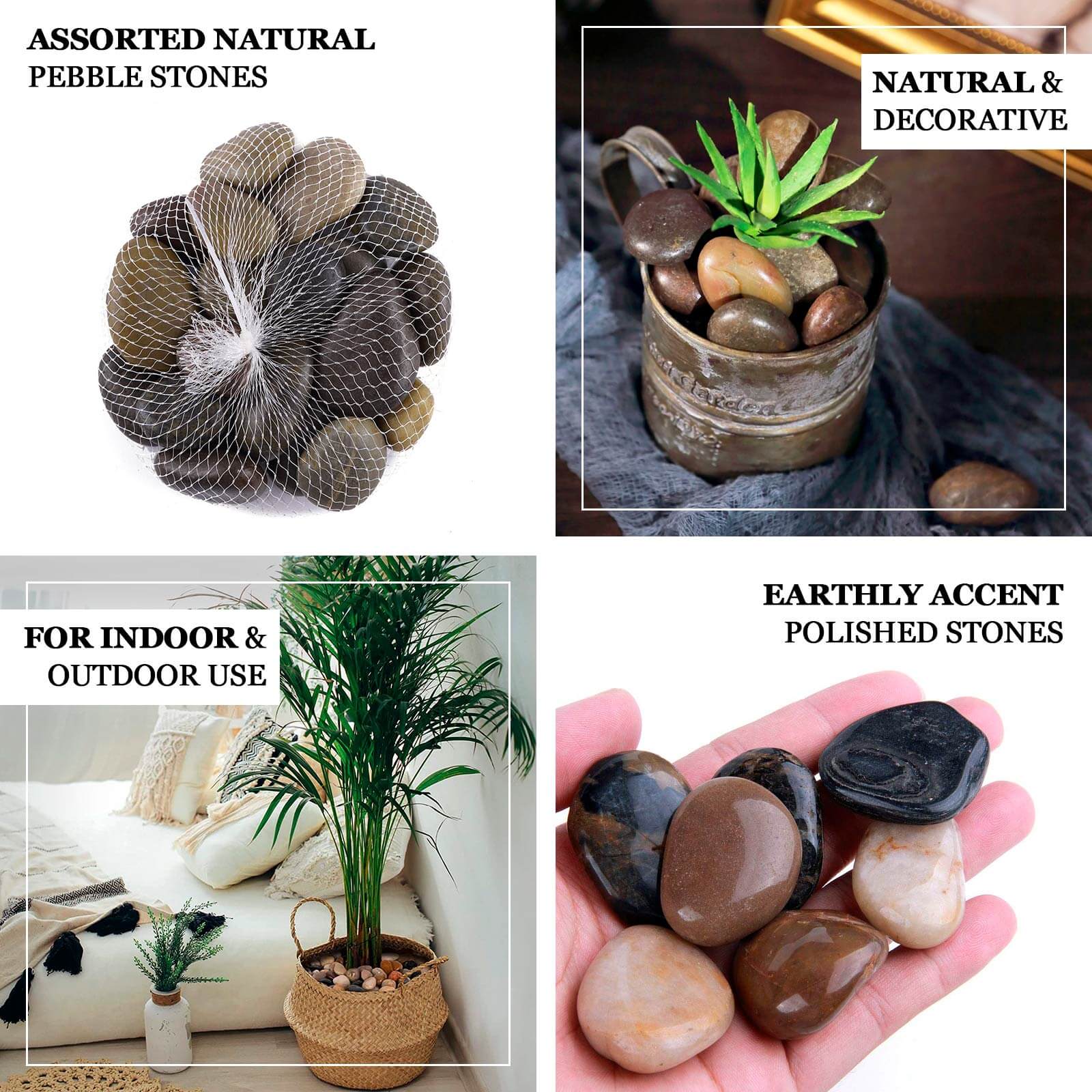 Decorative Stones Polished Natural Assorted Design 2Lb - Perfect Vase Fillers, Landscaping Rocks, and Aquarium Gravels - Image 3