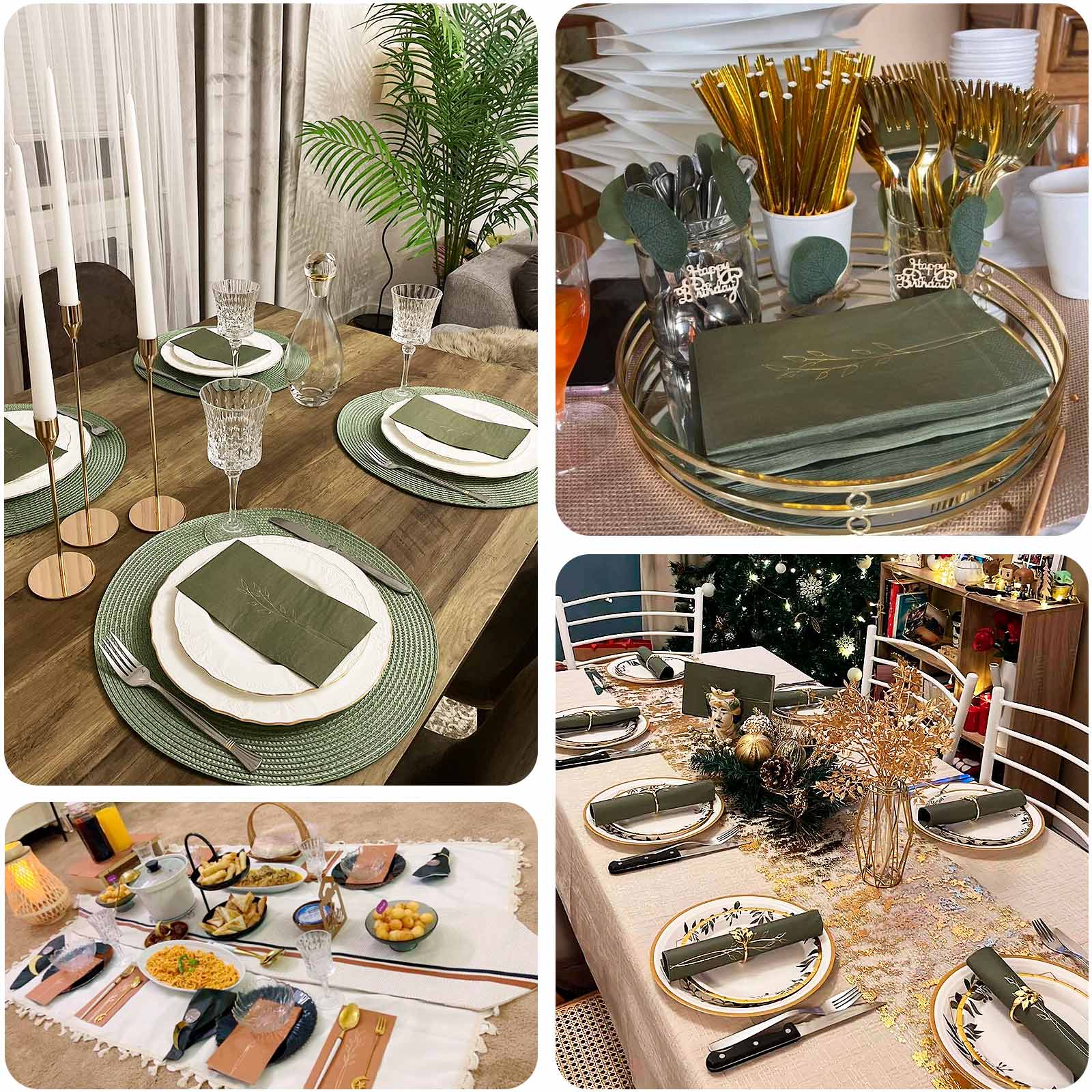50-Pack Paper Dinner Napkins 2-Ply Terracotta (Rust) with Gold Embossed Leaf - Soft Wedding Party Napkins 18 GSM - Image 5