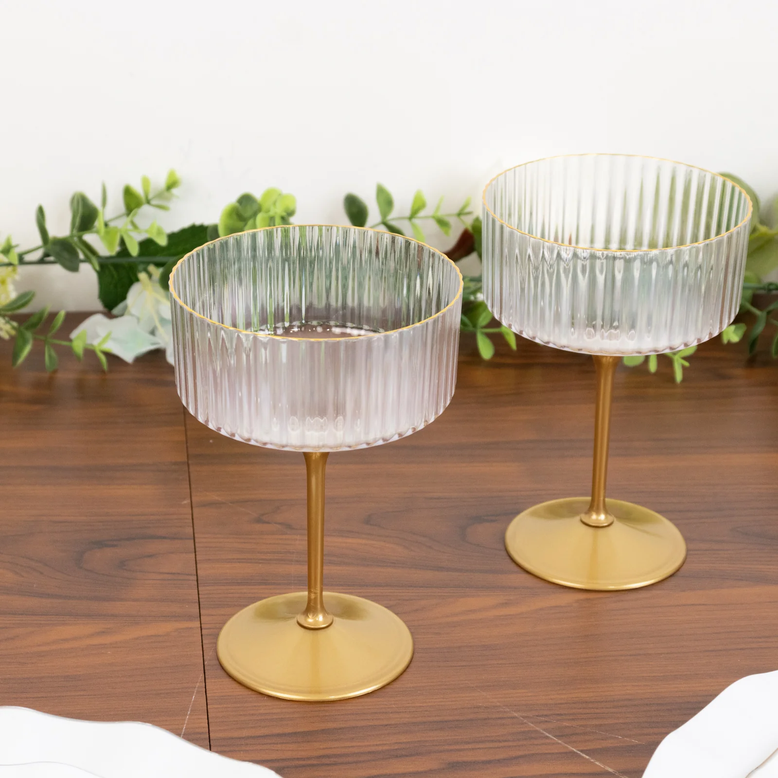24-Pack Premium Disposable Cocktail Glasses – 10oz Clear Ribbed Plastic Coupe Champagne Cups with Gold Detachable Stem & Base – Party & Event Drinkware. New Limited-Time Offer! - Image 8