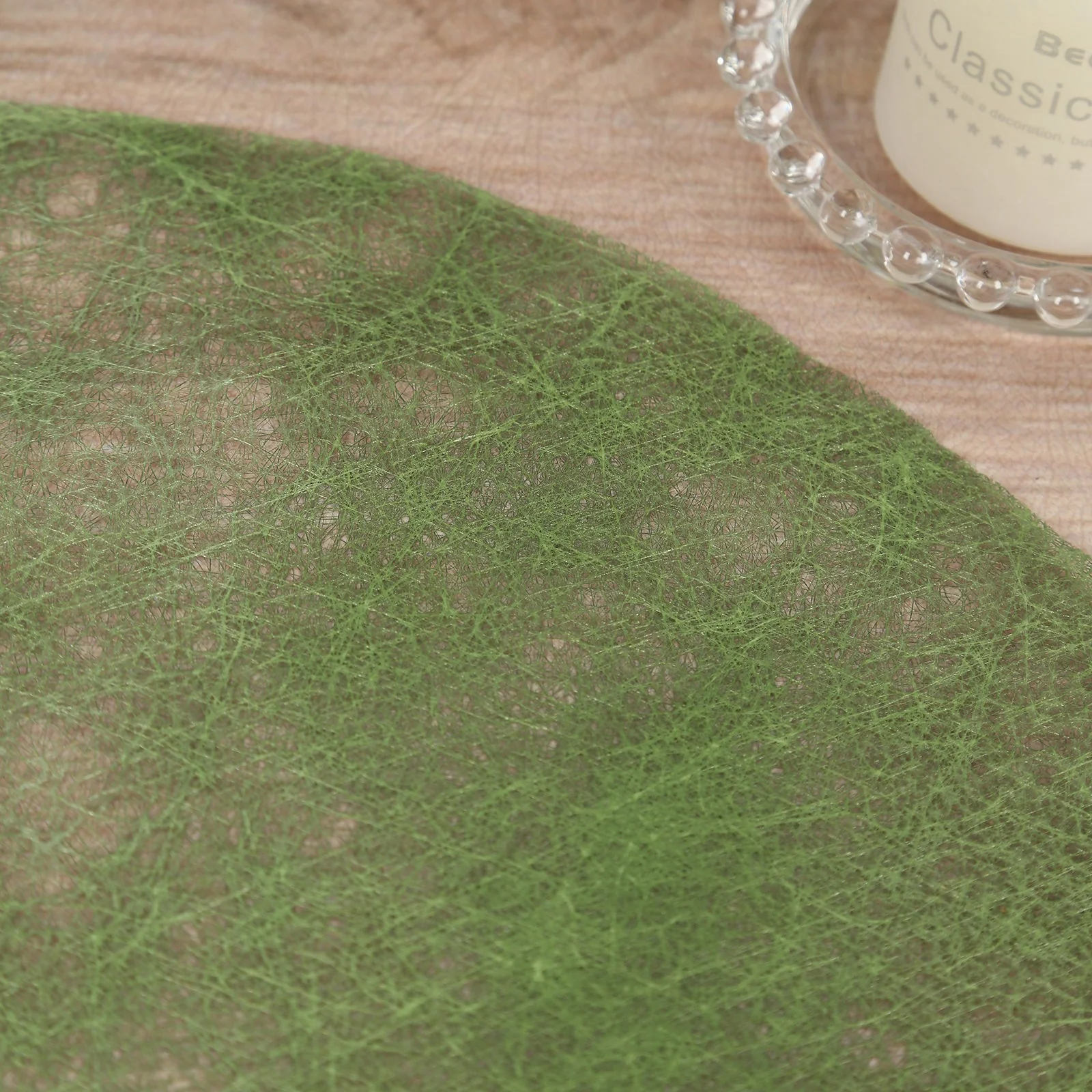 50 Pack Non-Woven Mesh Fiber Round Placemats, 13" Olive Green Disposable Table Mats for Dining & Events - Image 6