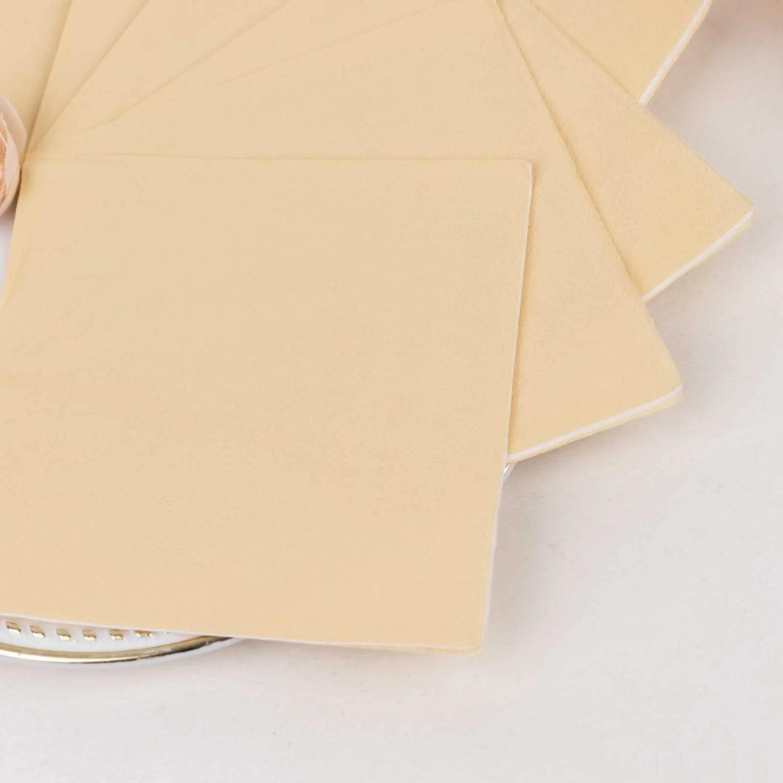 50-Pack Paper Beverage Napkins 2 Ply Beige 5"x5" - Soft Disposable Cocktail Napkins 18GSM - Image 2