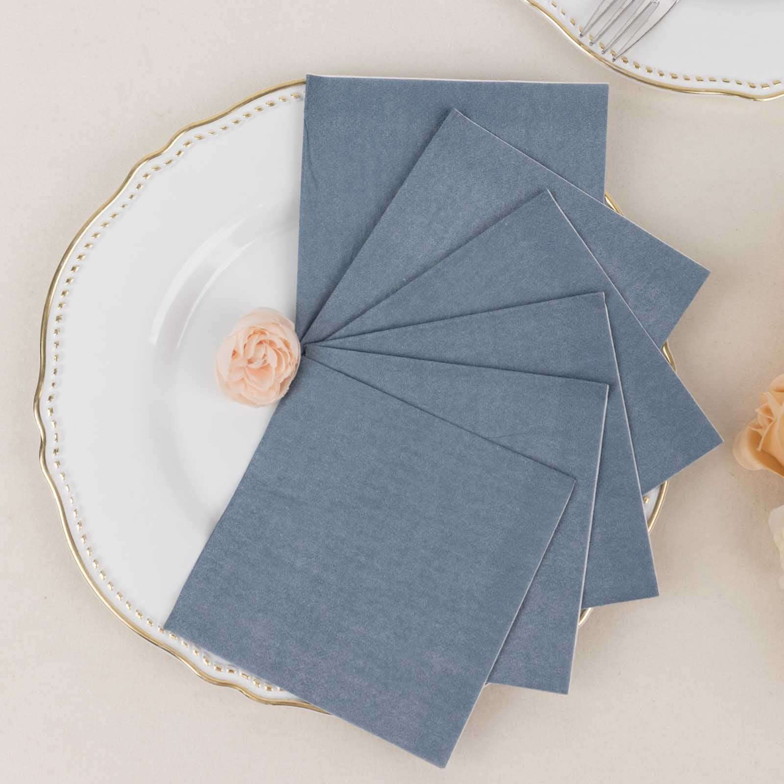 50-Pack Paper Beverage Napkins 2 Ply Dusty Blue 5"x5" - Soft Disposable Cocktail Napkins 18GSM - Image 2