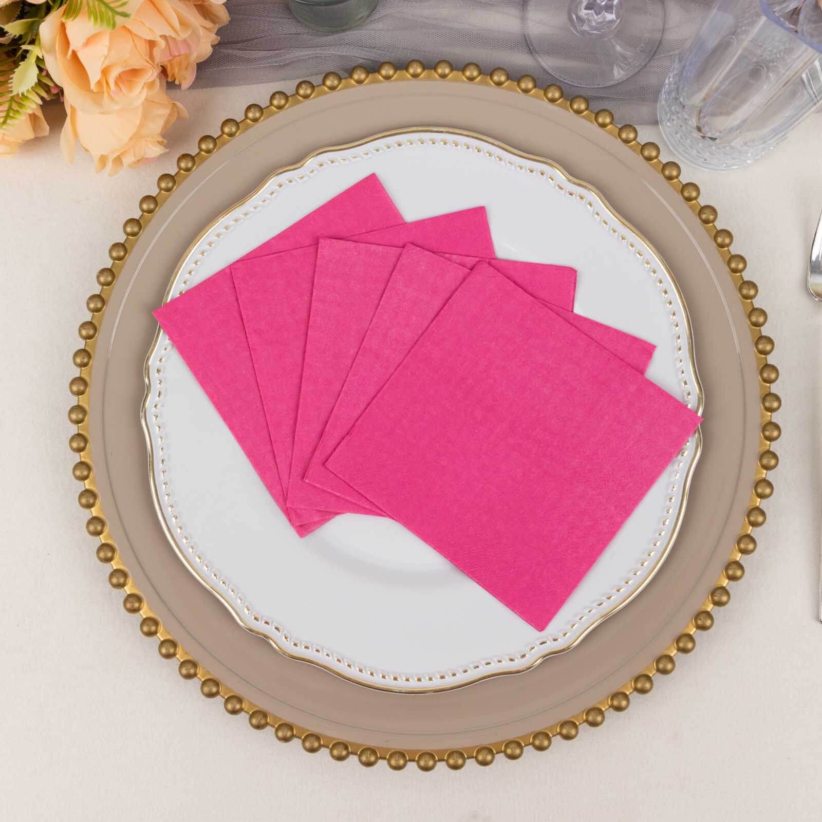 50-Pack Paper Beverage Napkins 2 Ply Fuchsia 5"x5" - Soft Disposable Cocktail Napkins 18GSM - Image 11