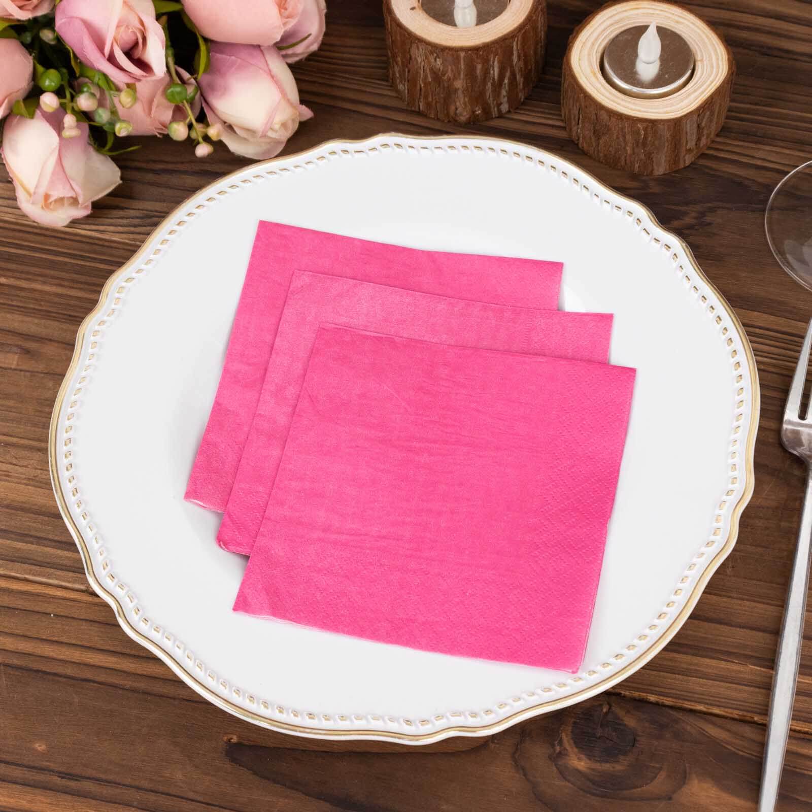 50-Pack Paper Beverage Napkins 2 Ply Fuchsia 5"x5" - Soft Disposable Cocktail Napkins 18GSM - Image 7