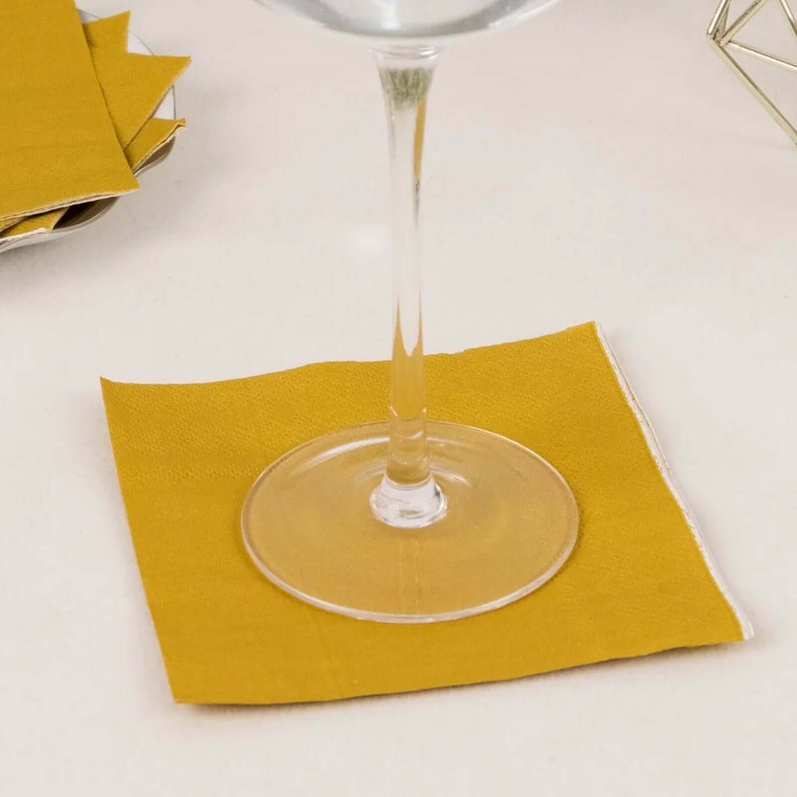 50-Pack Paper Beverage Napkins 2 Ply Gold 5"x5" - Soft Disposable Cocktail Napkins 18GSM - Image 6