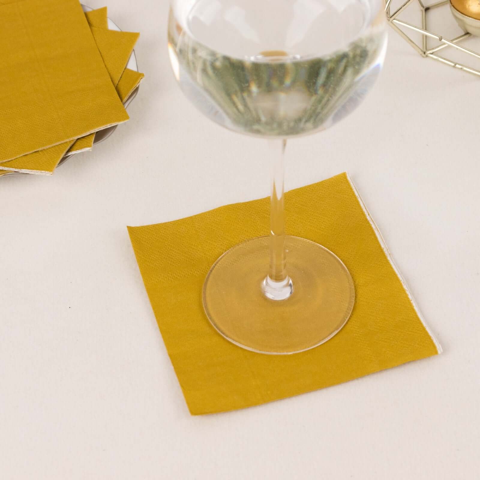 50-Pack Paper Beverage Napkins 2 Ply Gold 5"x5" - Soft Disposable Cocktail Napkins 18GSM - Image 8