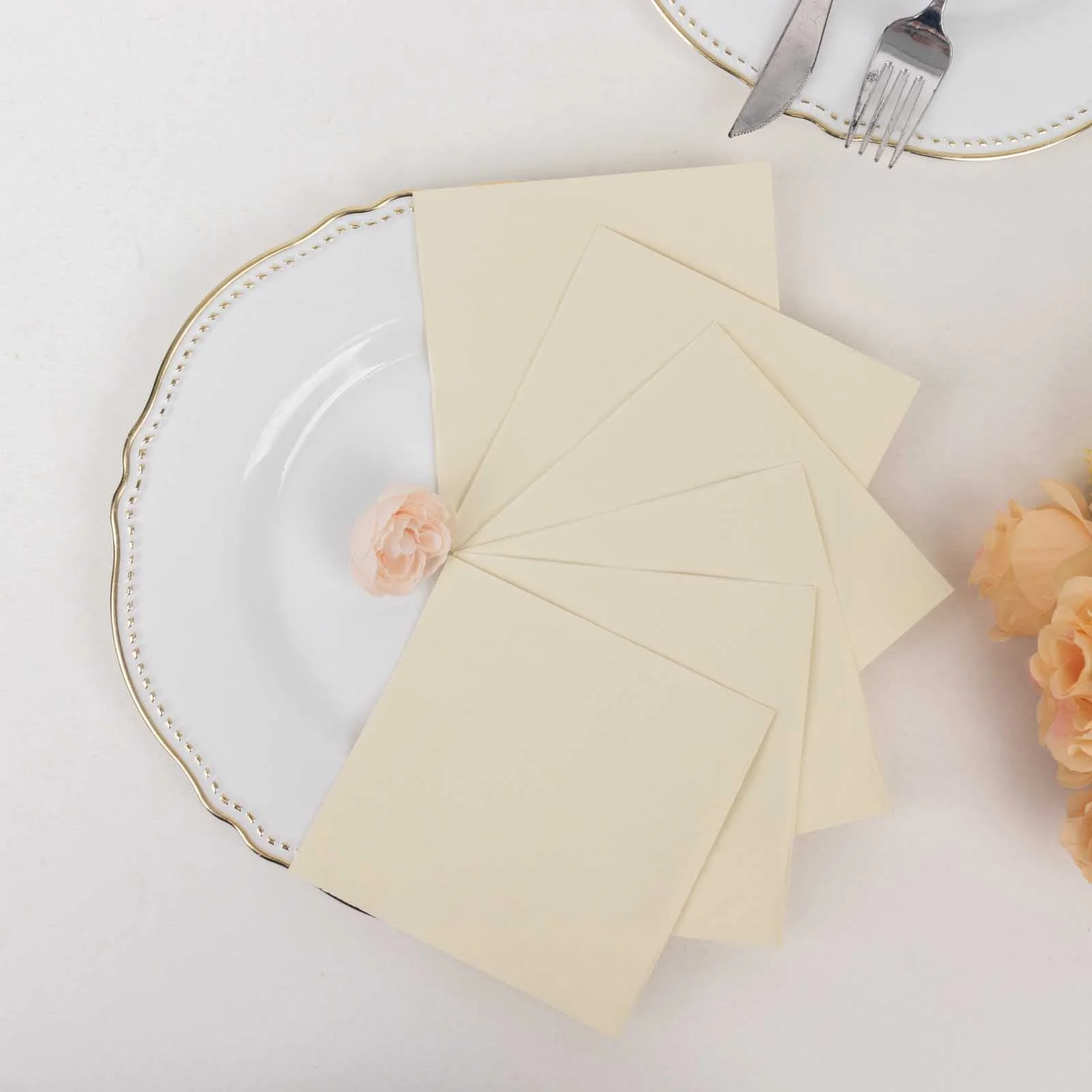 50-Pack Paper Beverage Napkins 2 Ply Ivory 5"x5" - Soft Disposable Cocktail Napkins 18GSM - Image 4