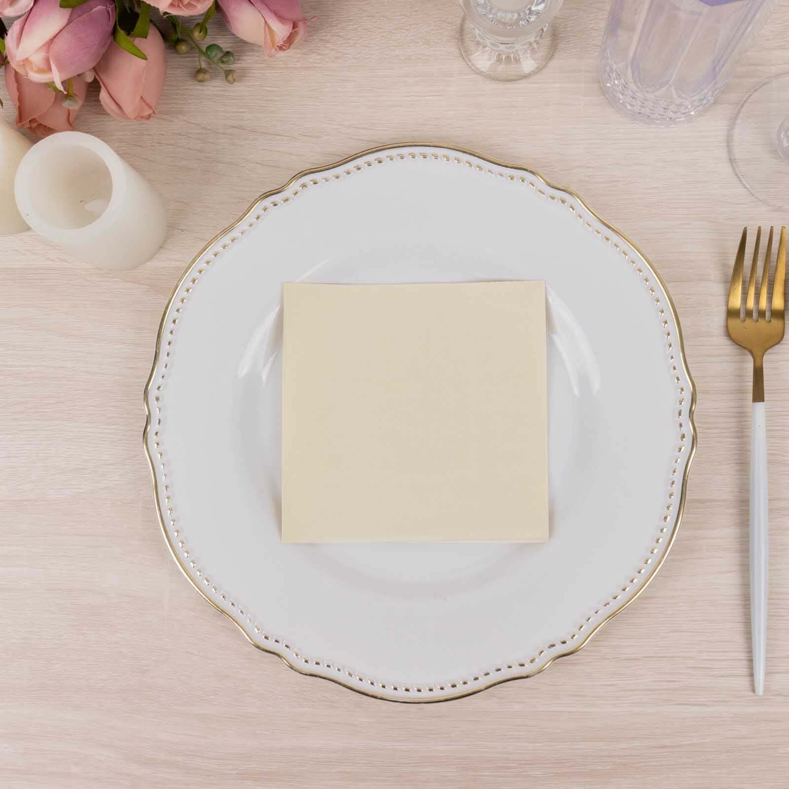50-Pack Paper Beverage Napkins 2 Ply Ivory 5"x5" - Soft Disposable Cocktail Napkins 18GSM - Image 5