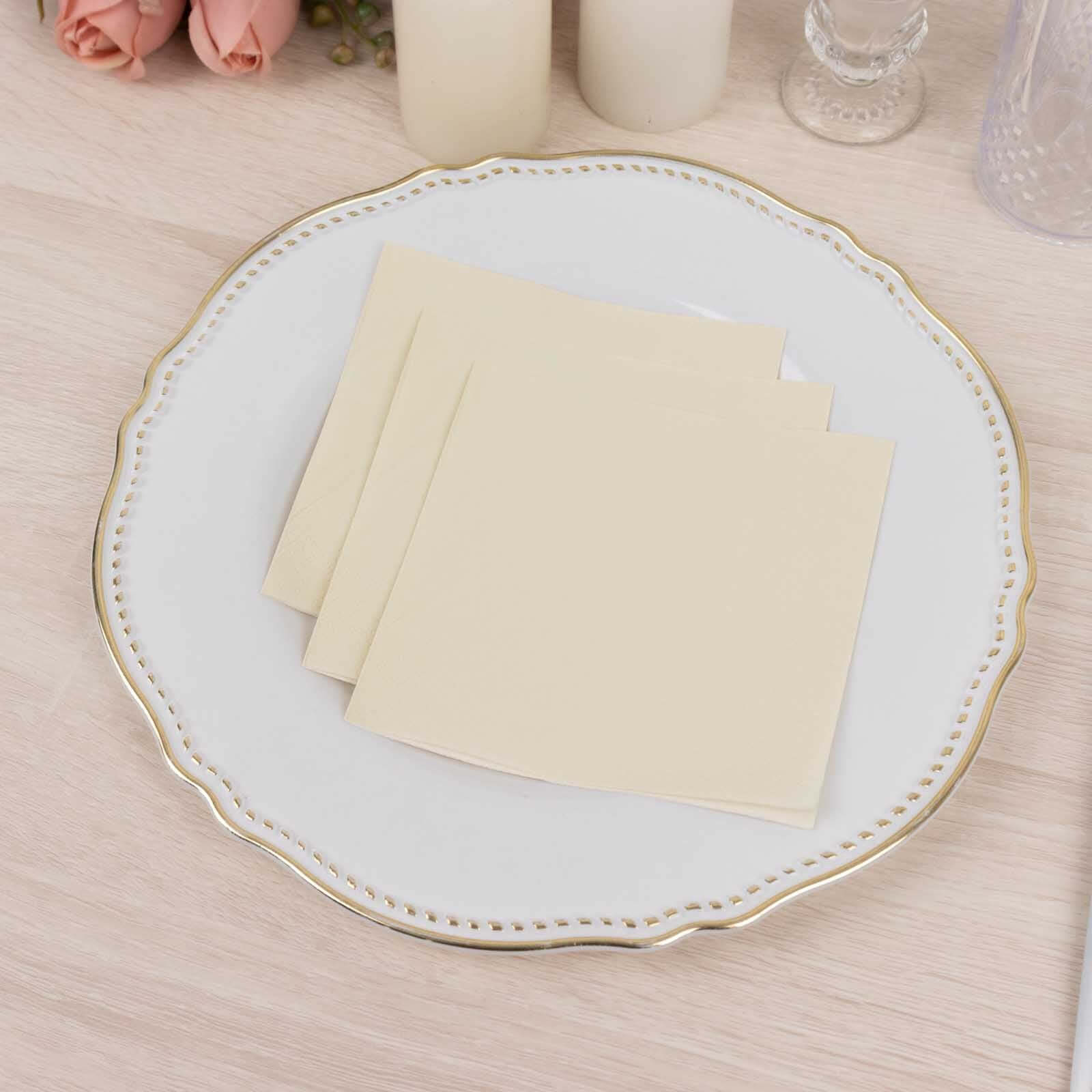 50-Pack Paper Beverage Napkins 2 Ply Ivory 5"x5" - Soft Disposable Cocktail Napkins 18GSM - Image 6