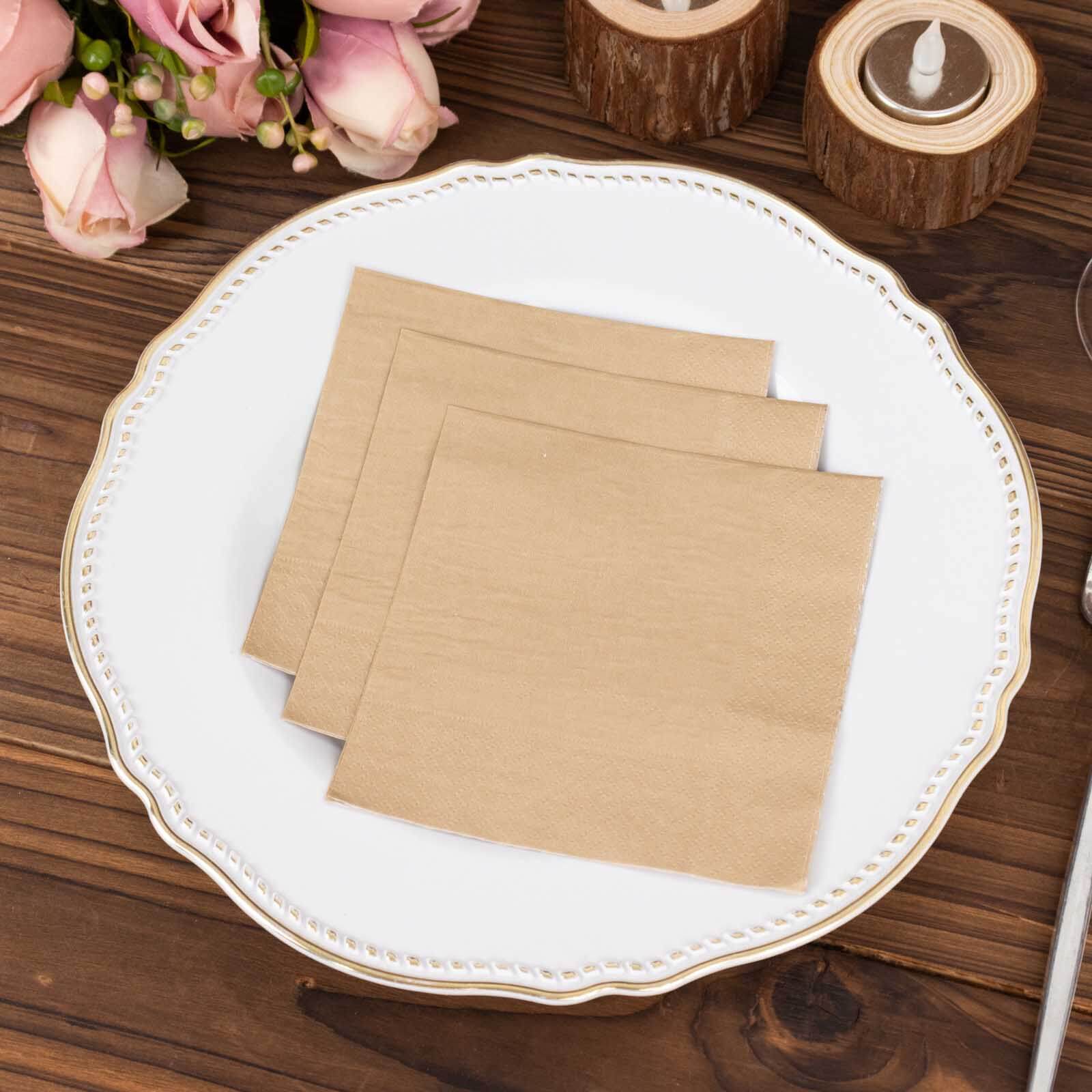 50-Pack Paper Beverage Napkins 2 Ply Natural 5"x5" - Soft Disposable Cocktail Napkins 18GSM - Image 7