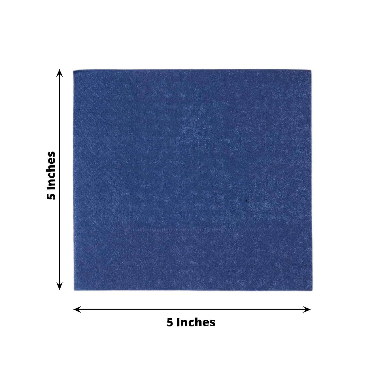 50-Pack Paper Beverage Napkins 2 Ply Navy Blue 5"x5" - Soft Disposable Cocktail Napkins 18GSM - Image 3