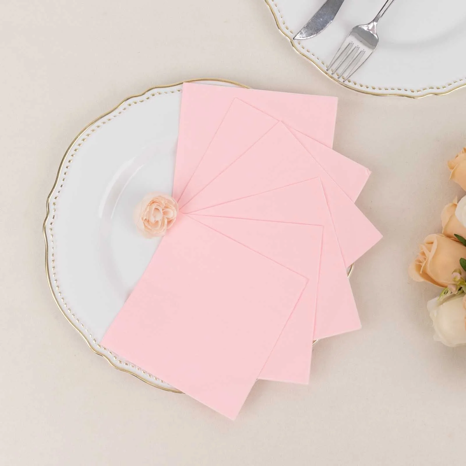 50-Pack Paper Beverage Napkins 2 Ply Pink 5"x5" - Soft Disposable Cocktail Napkins 18GSM - Image 2