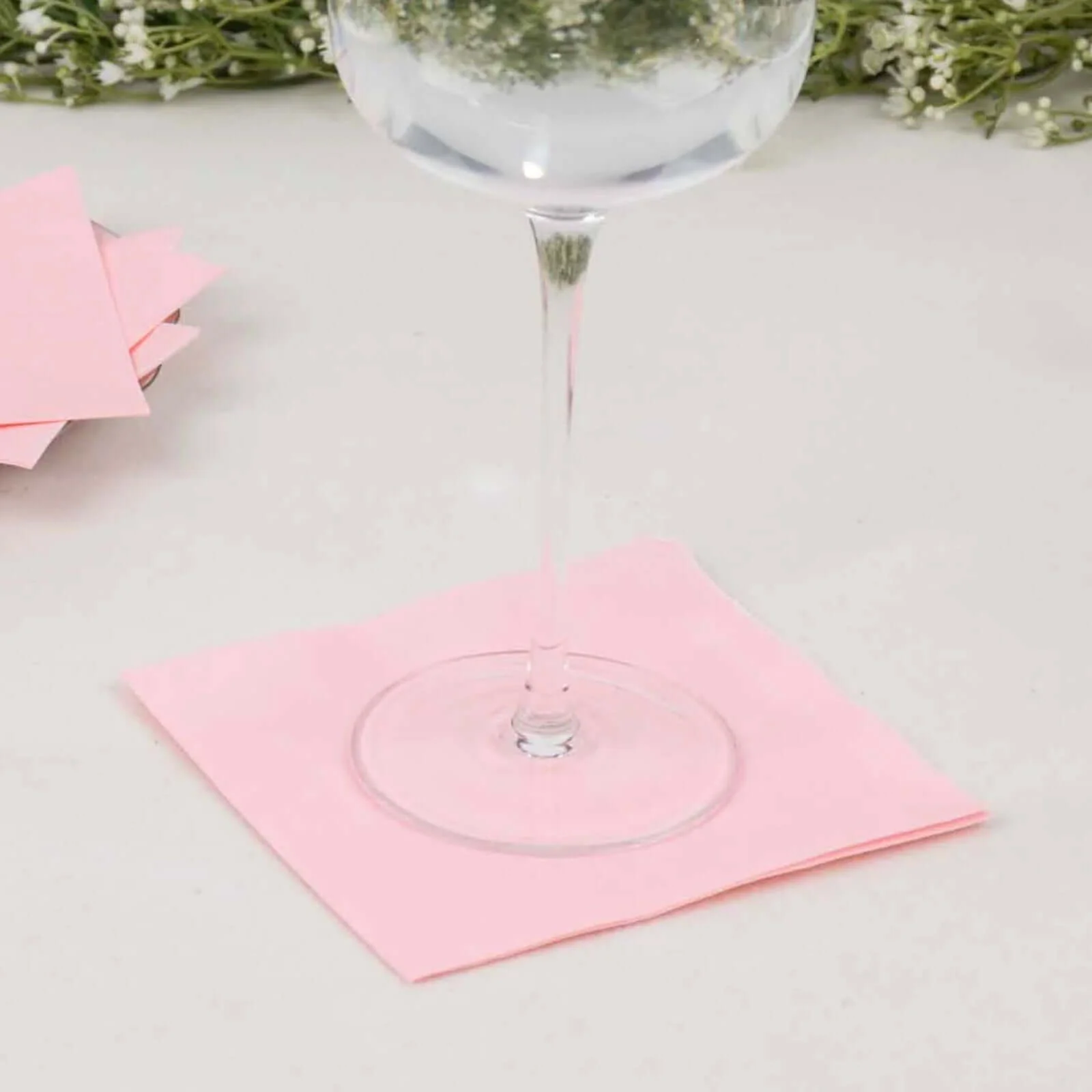 50-Pack Paper Beverage Napkins 2 Ply Pink 5"x5" - Soft Disposable Cocktail Napkins 18GSM - Image 6