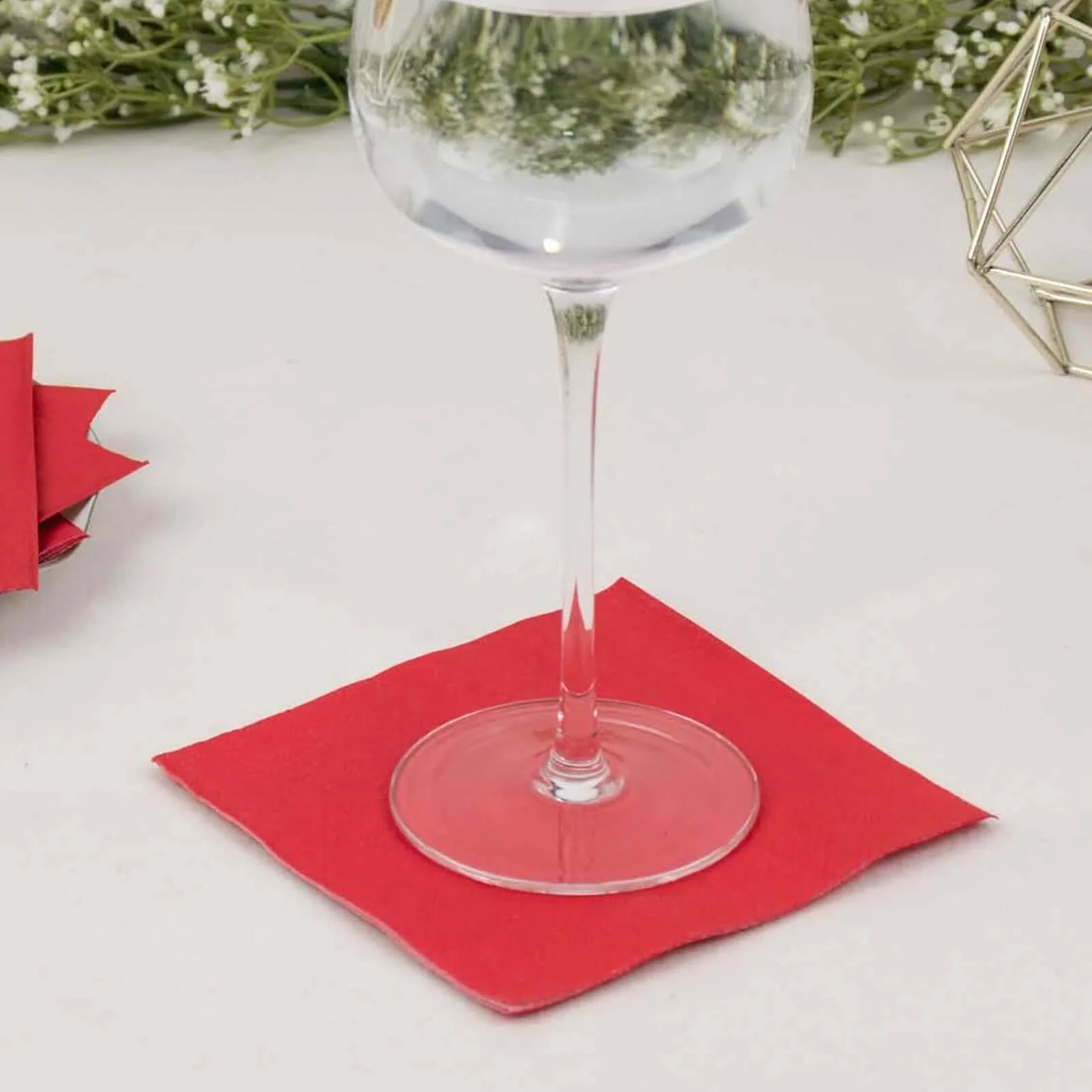50-Pack Paper Beverage Napkins 2 Ply Red 5"x5" - Soft Disposable Cocktail Napkins 18GSM - Image 6