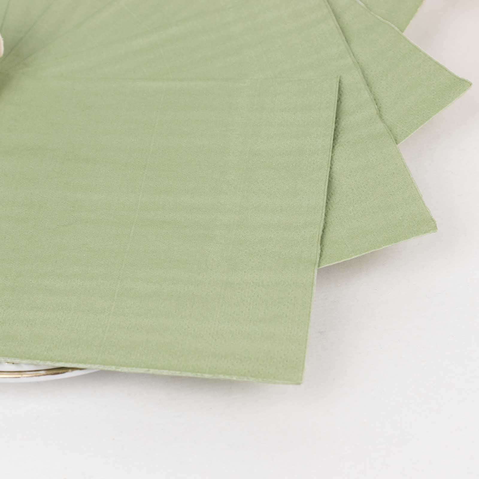 50-Pack Paper Beverage Napkins 2 Ply Sage Green 5"x5" - Soft Disposable Cocktail Napkins 18GSM - Image 2