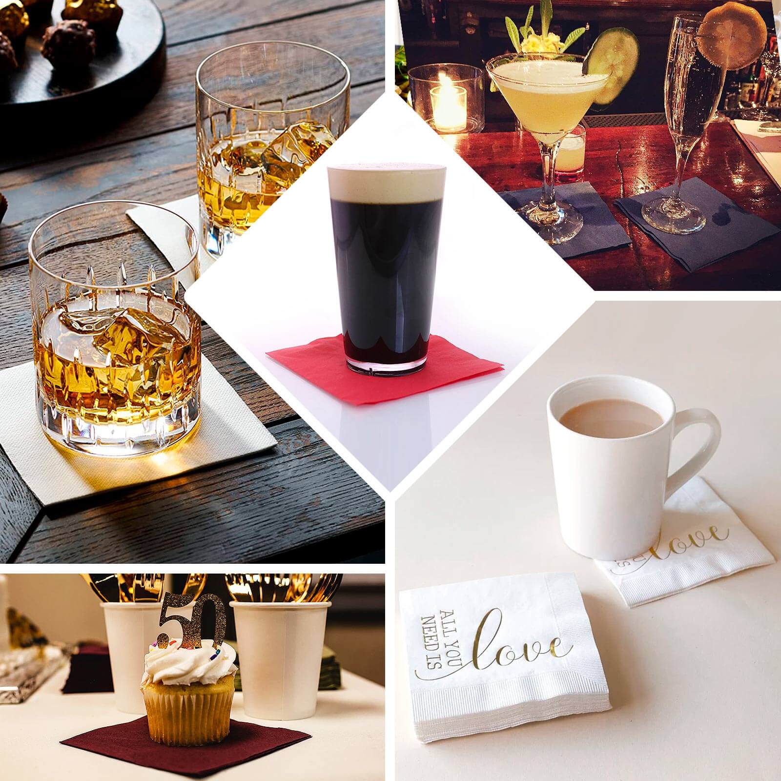 50-Pack Paper Beverage Napkins 2 Ply Sage Green 5"x5" - Soft Disposable Cocktail Napkins 18GSM - Image 5
