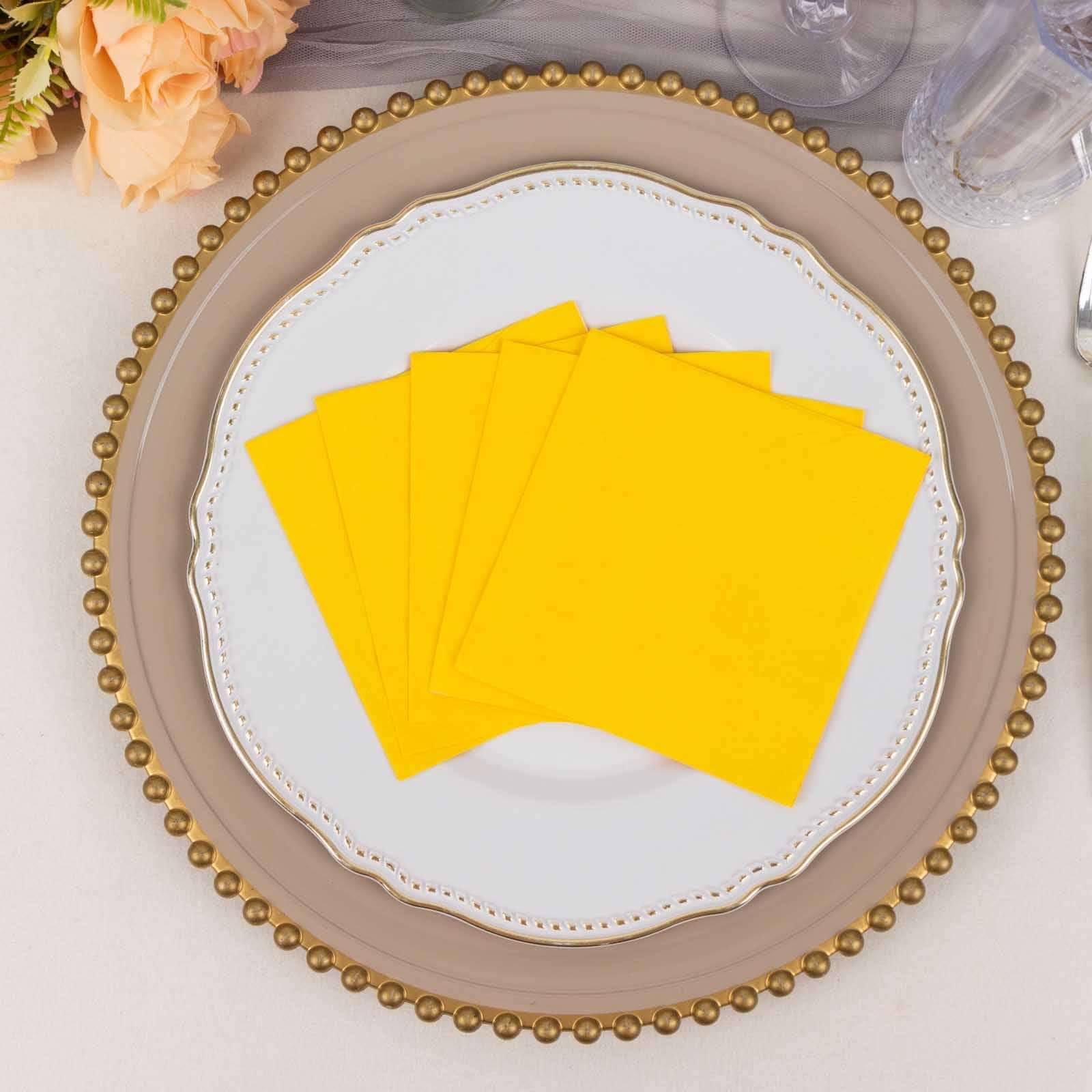 50-Pack Paper Beverage Napkins 2 Ply Yellow 5"x5" - Soft Disposable Cocktail Napkins 18GSM - Image 11