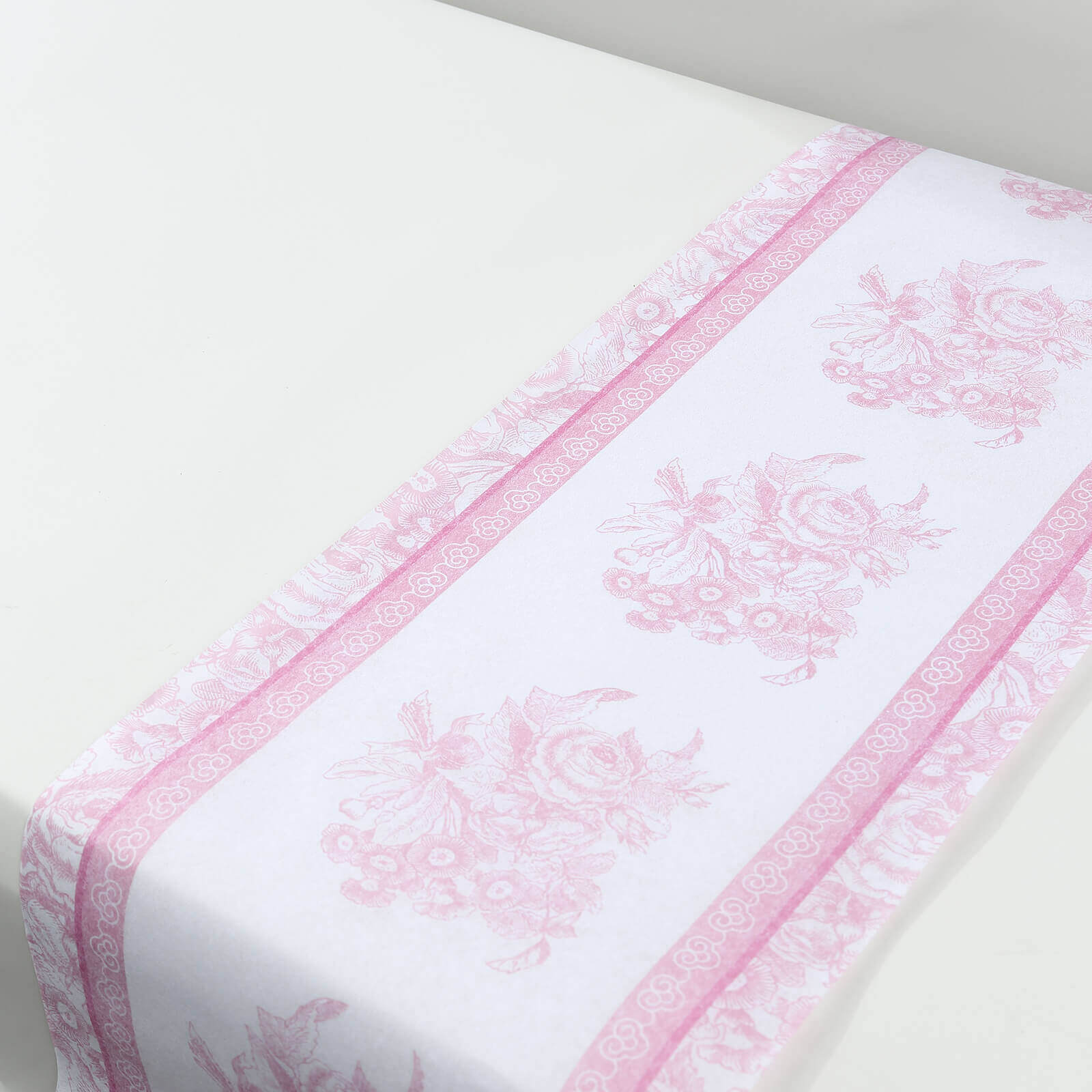 5 Pack Disposable Table Runners 11"x108" White with Pink Floral Pattern - Non-woven Stylish Kitchen Dining Table Decor - Image 5