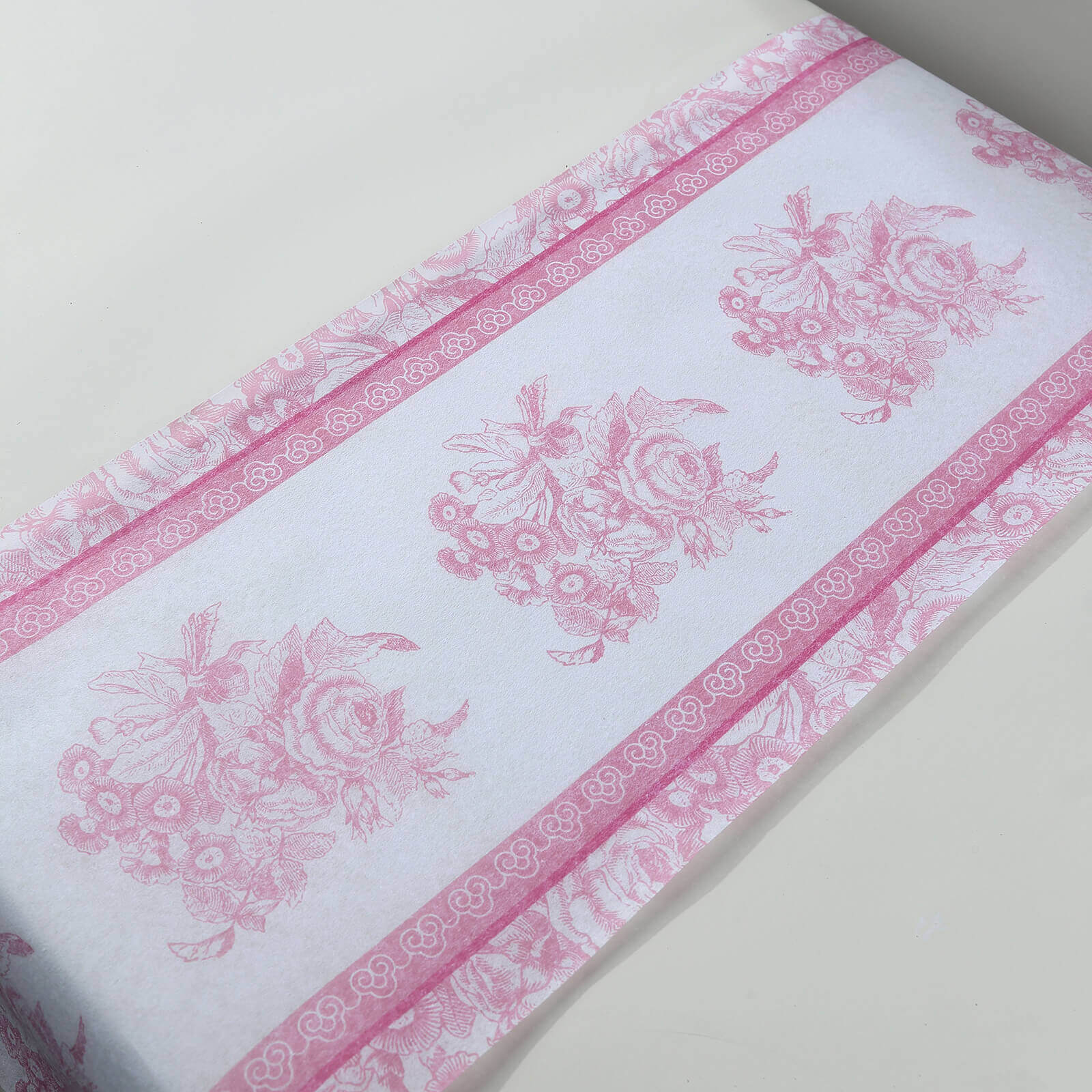 5 Pack Disposable Table Runners 11"x108" White with Pink Floral Pattern - Non-woven Stylish Kitchen Dining Table Decor - Image 6