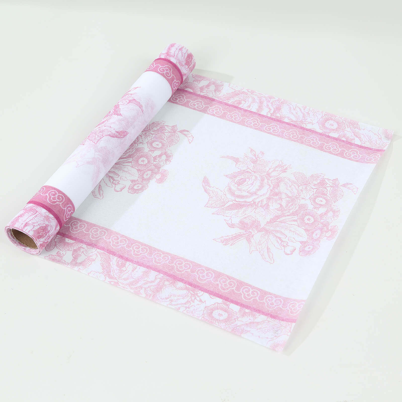 5 Pack Disposable Table Runners 11"x108" White with Pink Floral Pattern - Non-woven Stylish Kitchen Dining Table Decor - Image 7