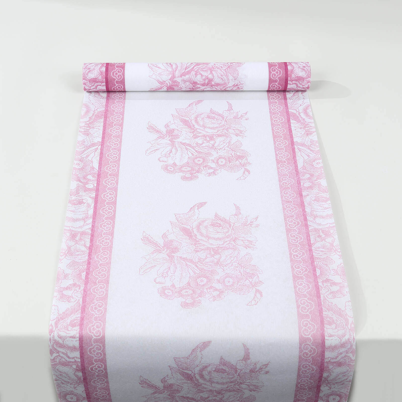 5 Pack Disposable Table Runners 11"x108" White with Pink Floral Pattern - Non-woven Stylish Kitchen Dining Table Decor - Image 8
