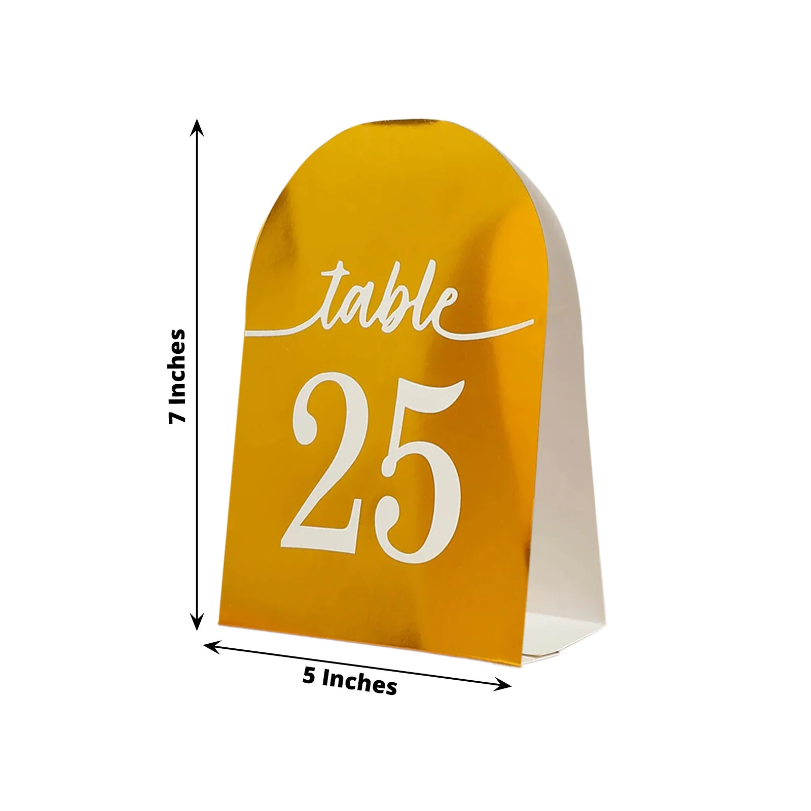 25-Pack Disposable Table Numbers 7" Metallic Gold Free Standing Double Sided Table Number Place Cards with White Numbers 1-25 - Image 3