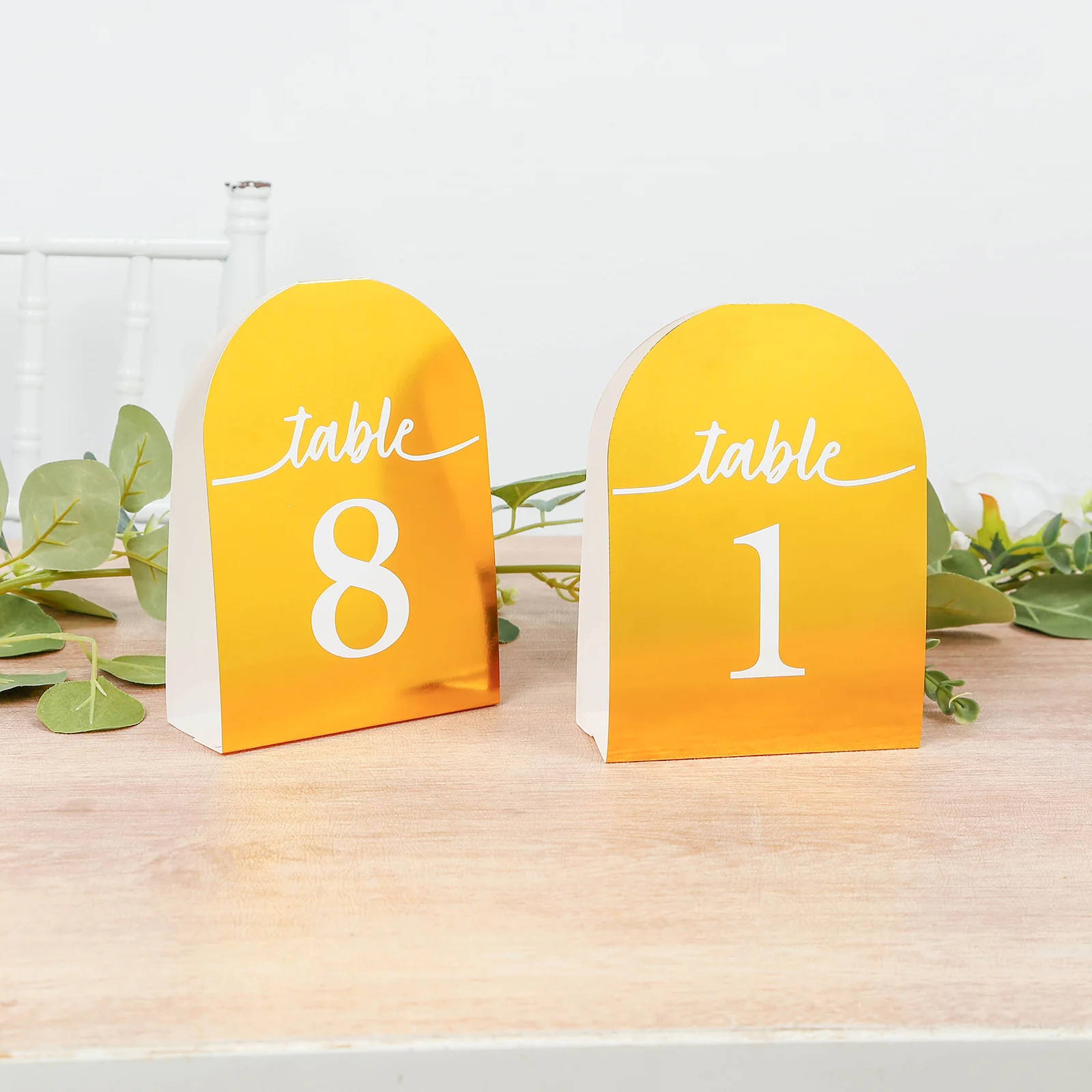 25-Pack Disposable Table Numbers 7" Metallic Gold Free Standing Double Sided Table Number Place Cards with White Numbers 1-25 - Image 7