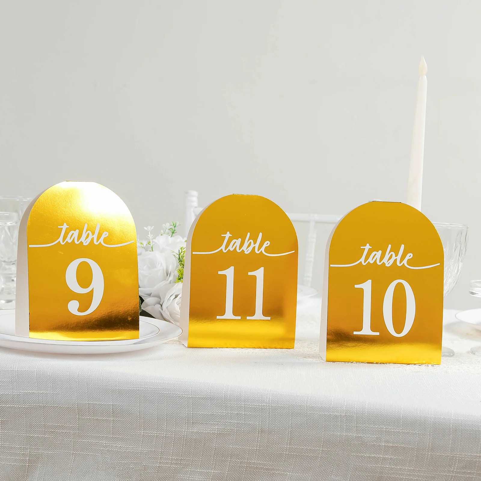 25-Pack Disposable Table Numbers 7" Metallic Gold Free Standing Double Sided Table Number Place Cards with White Numbers 1-25 - Image 8