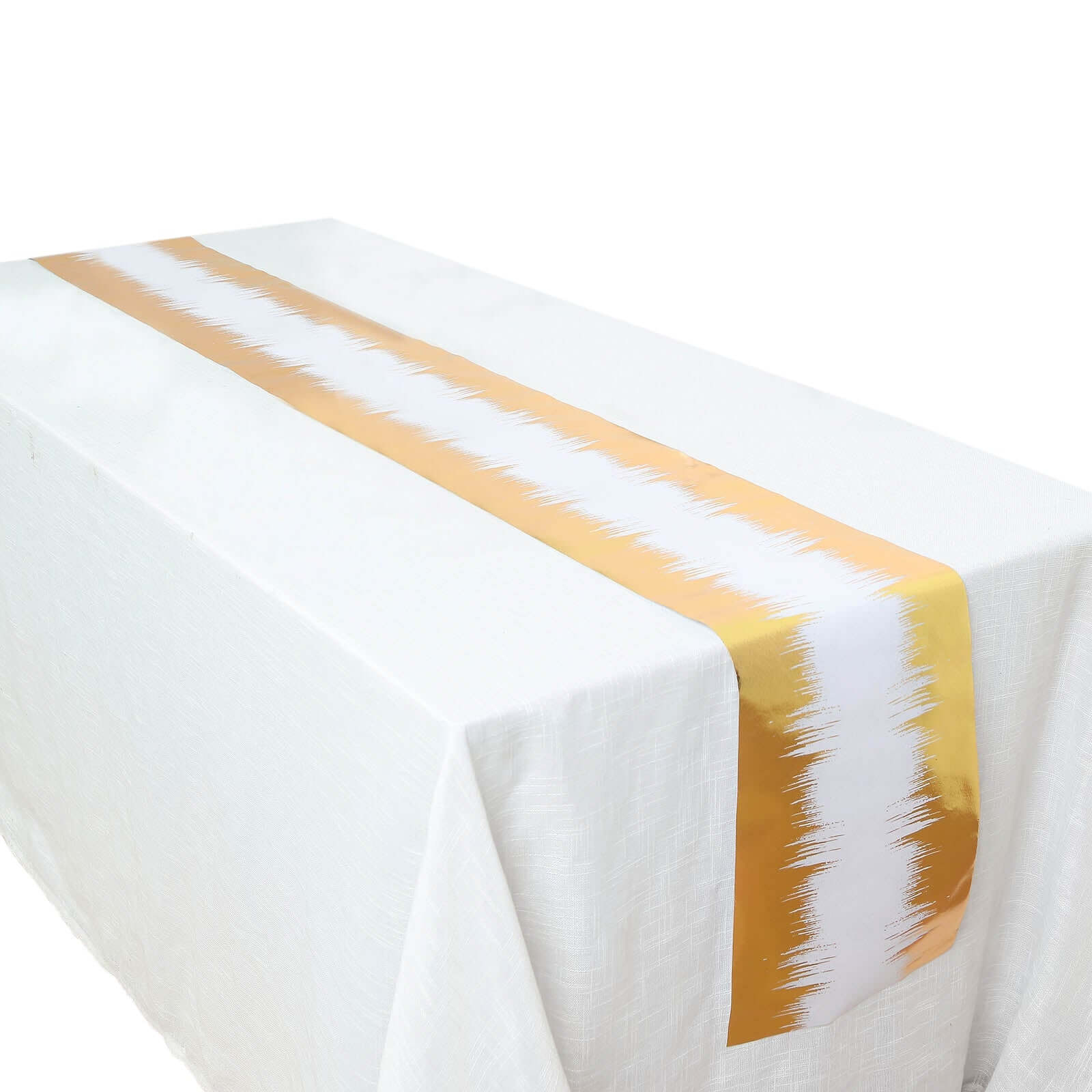 Disposable Table Runner Roll 108" Metallic Gold Foil Icicle Pattern - Stylish Non-Woven Table Decor for Special Occasions - Image 7