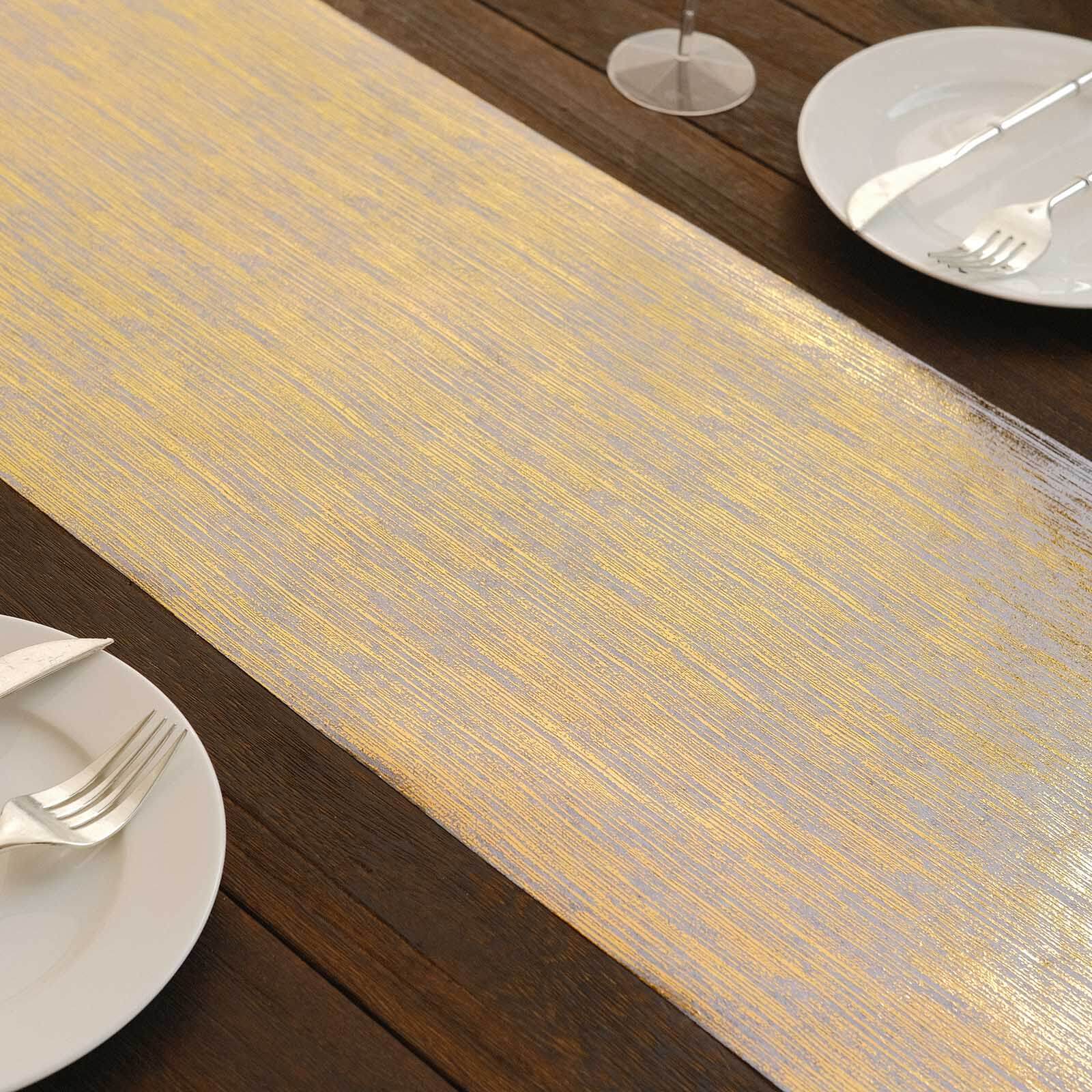 Disposable Table Runner Roll 11"x108" Metallic Gold Faux Suede Print - Stylish Non-Woven Event Decoration - Image 6