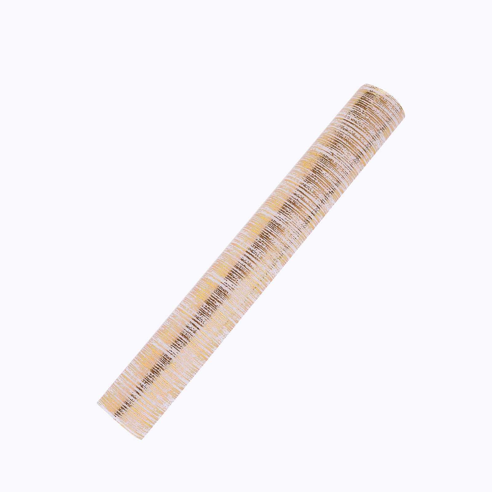Disposable Table Runner Roll 11"x108" Metallic Gold Faux Suede Print - Stylish Non-Woven Event Decoration - Image 7