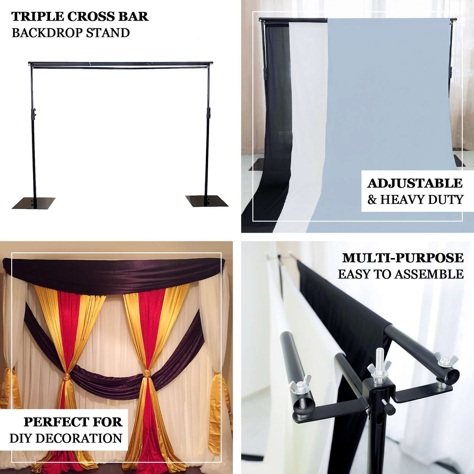 DIY Triple Cross Bars and Mounting Brackets For Pipe and Drape Stands 10ft - Image 4