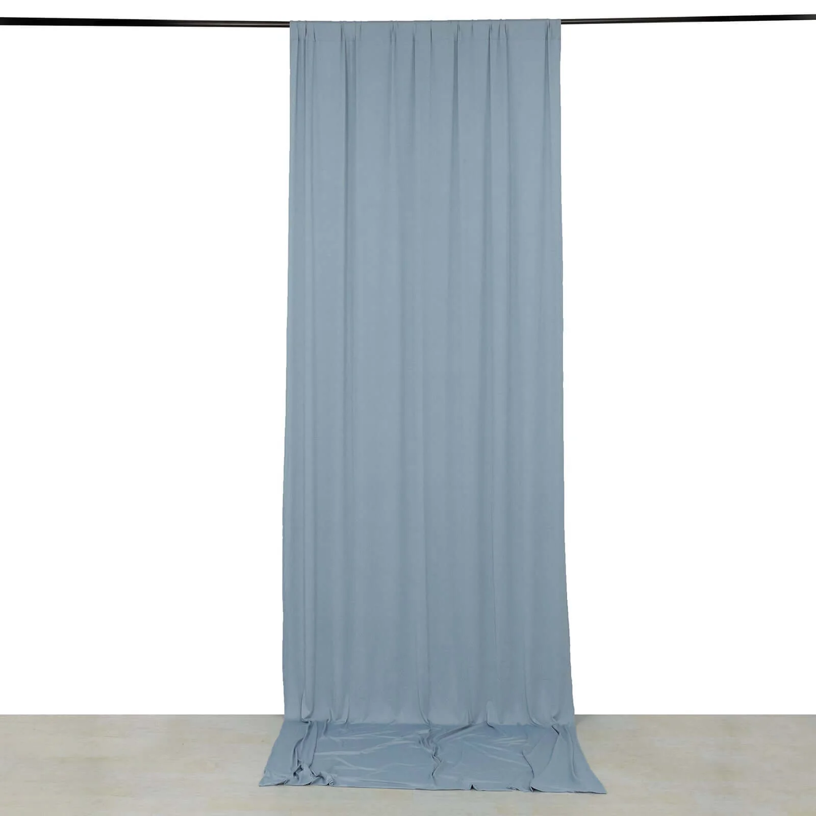 Dusty Blue 4-Way Stretch Spandex Backdrop Drape Curtain, Wrinkle Free Event Divider Panel with Rod Pockets - 5ftx12ft - Image 2