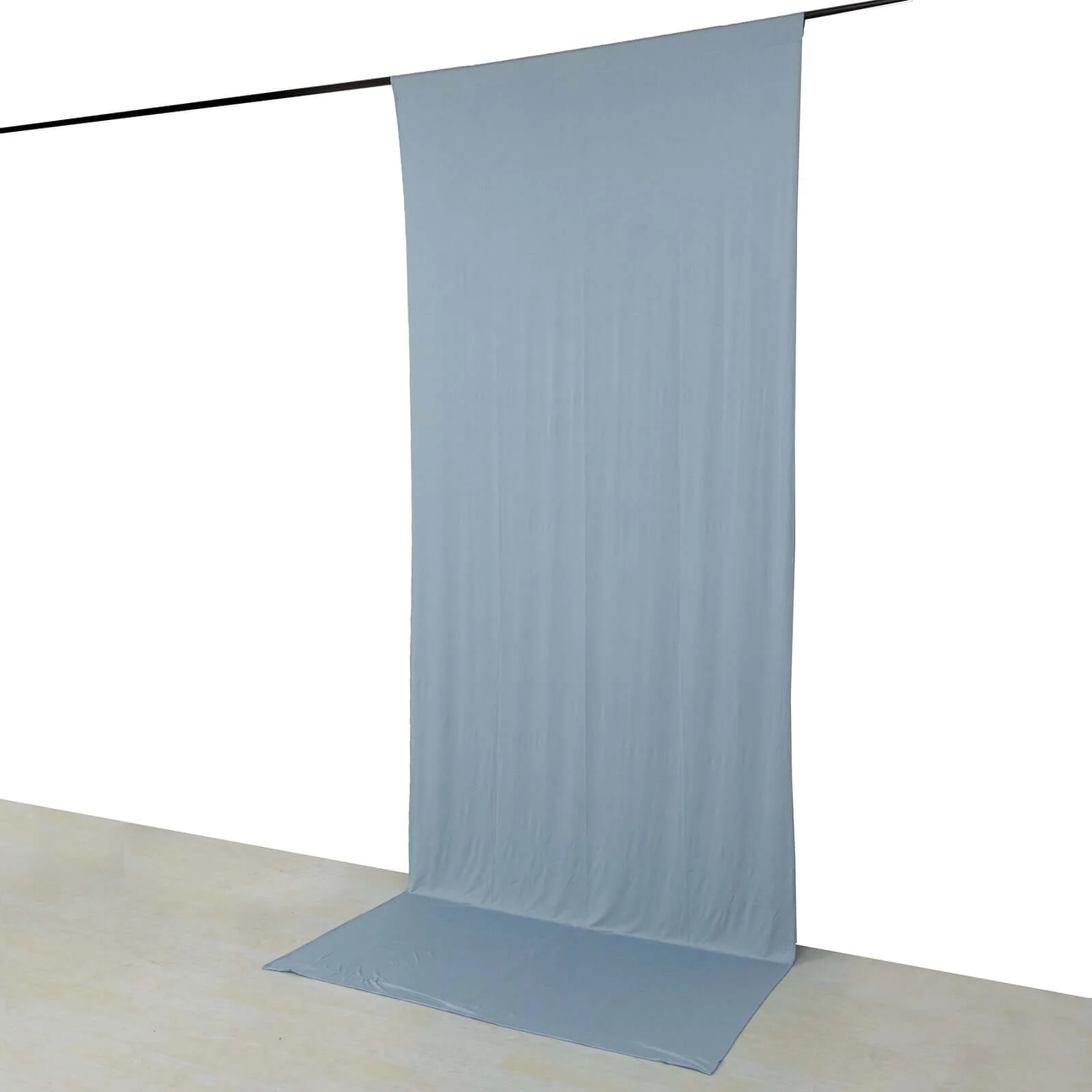Dusty Blue 4-Way Stretch Spandex Backdrop Drape Curtain, Wrinkle Free Event Divider Panel with Rod Pockets - 5ftx12ft - Image 3