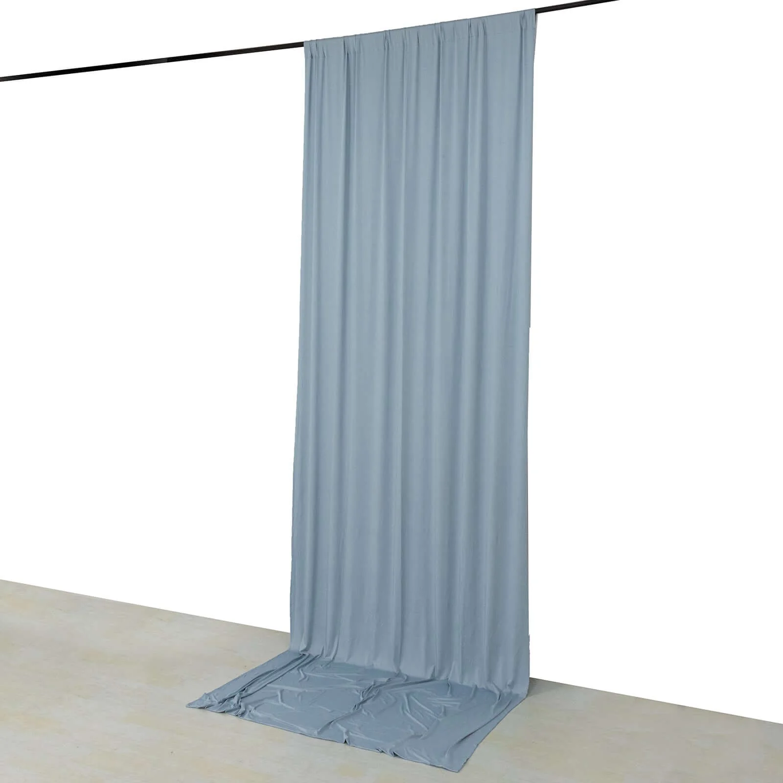 Dusty Blue 4-Way Stretch Spandex Backdrop Drape Curtain, Wrinkle Free Event Divider Panel with Rod Pockets - 5ftx12ft - Image 7
