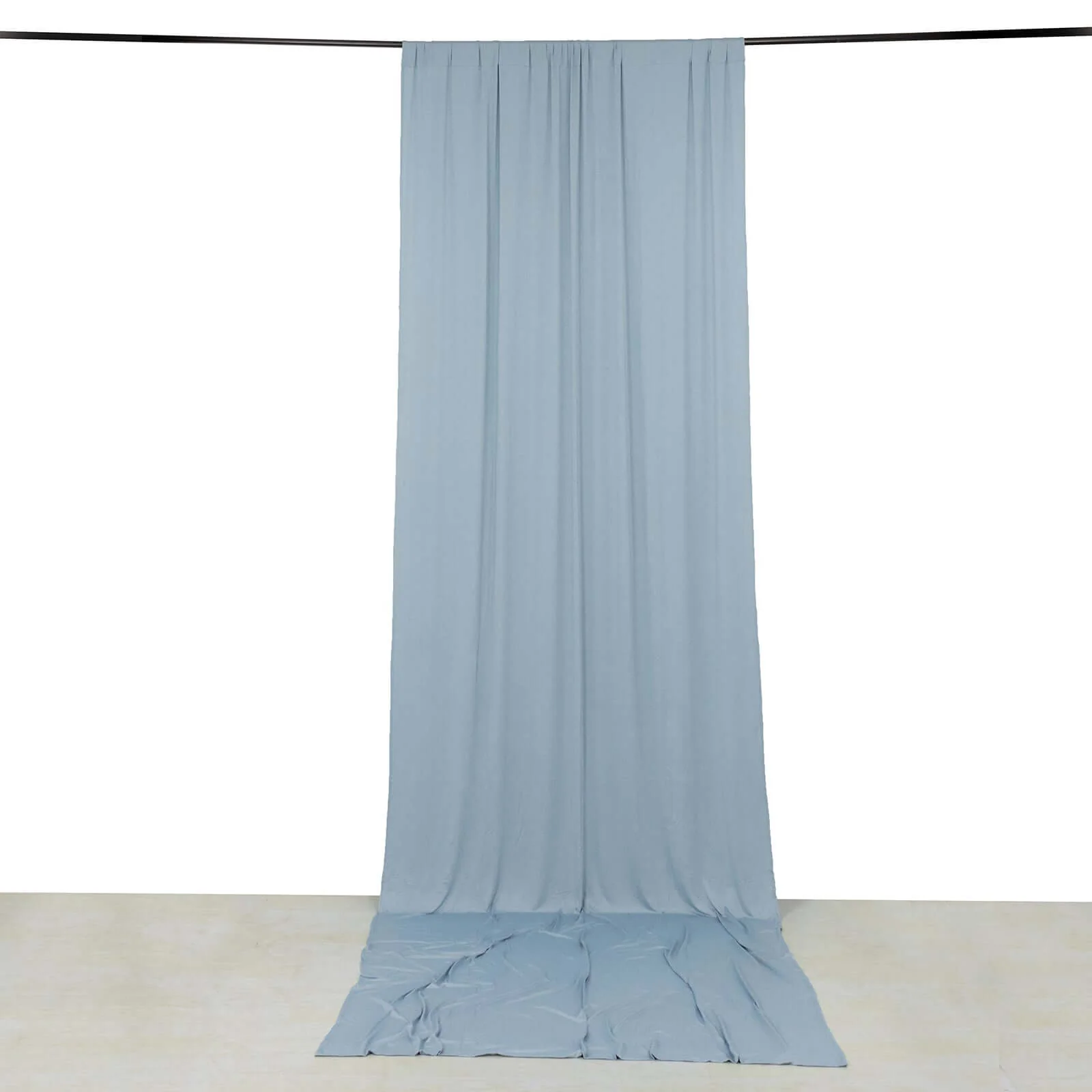 Dusty Blue 4-Way Stretch Spandex Backdrop Drape Curtain, Wrinkle Free Event Divider Panel with Rod Pockets - 5ftx14ft