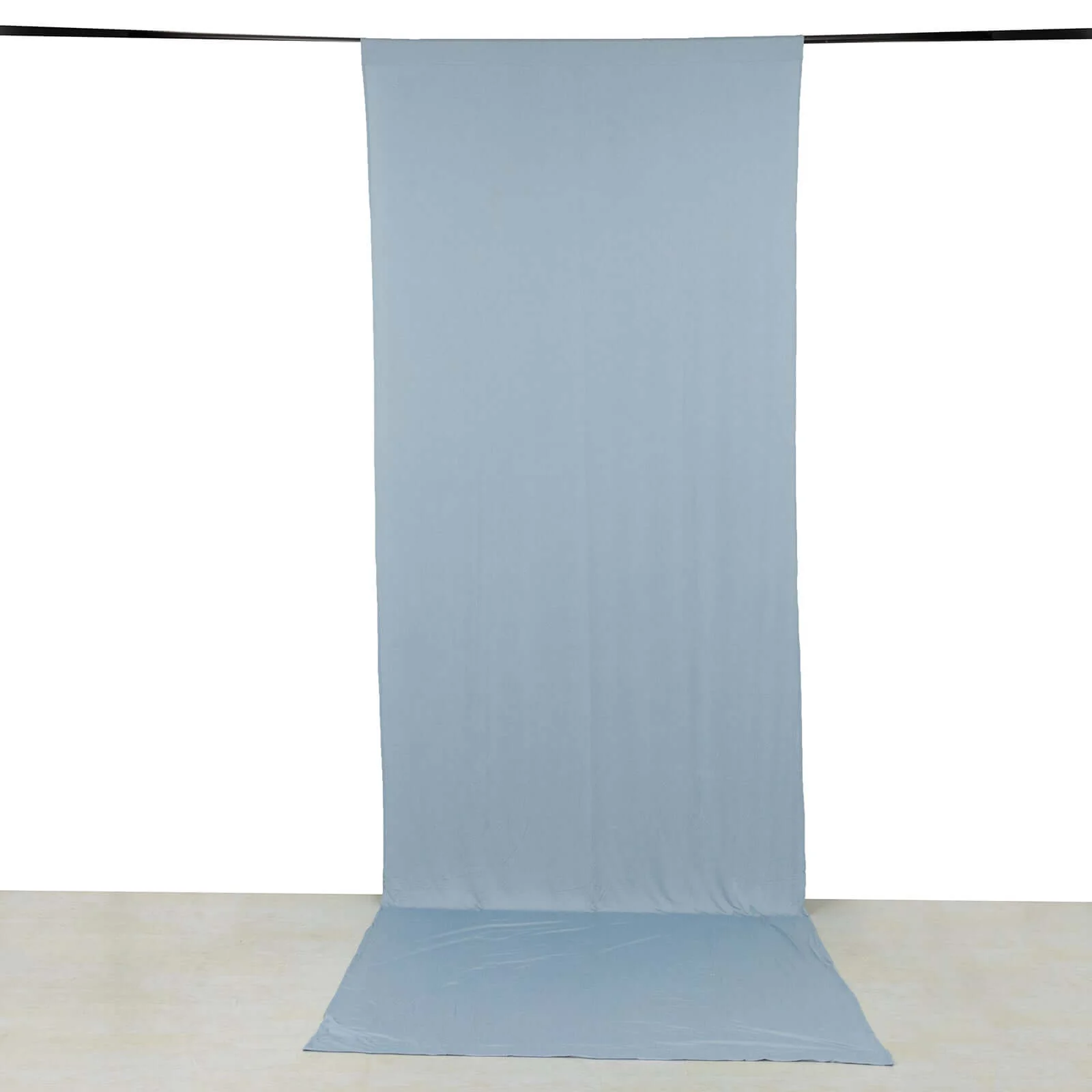 Dusty Blue 4-Way Stretch Spandex Backdrop Drape Curtain, Wrinkle Free Event Divider Panel with Rod Pockets - 5ftx14ft - Image 2