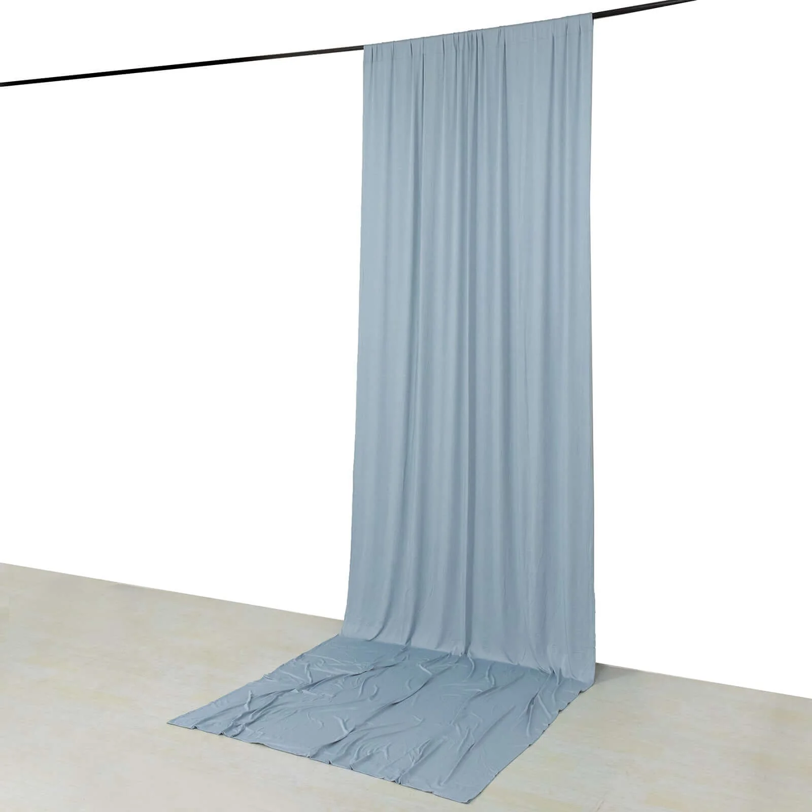 Dusty Blue 4-Way Stretch Spandex Backdrop Drape Curtain, Wrinkle Free Event Divider Panel with Rod Pockets - 5ftx14ft - Image 6