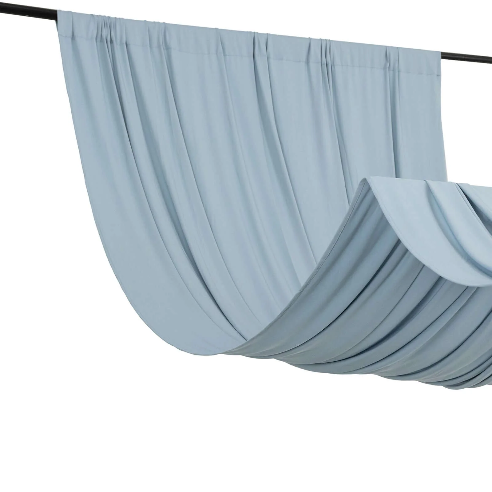 Dusty Blue 4-Way Stretch Spandex Backdrop Drape Curtain, Wrinkle Free Event Divider Panel with Rod Pockets - 5ftx14ft - Image 8
